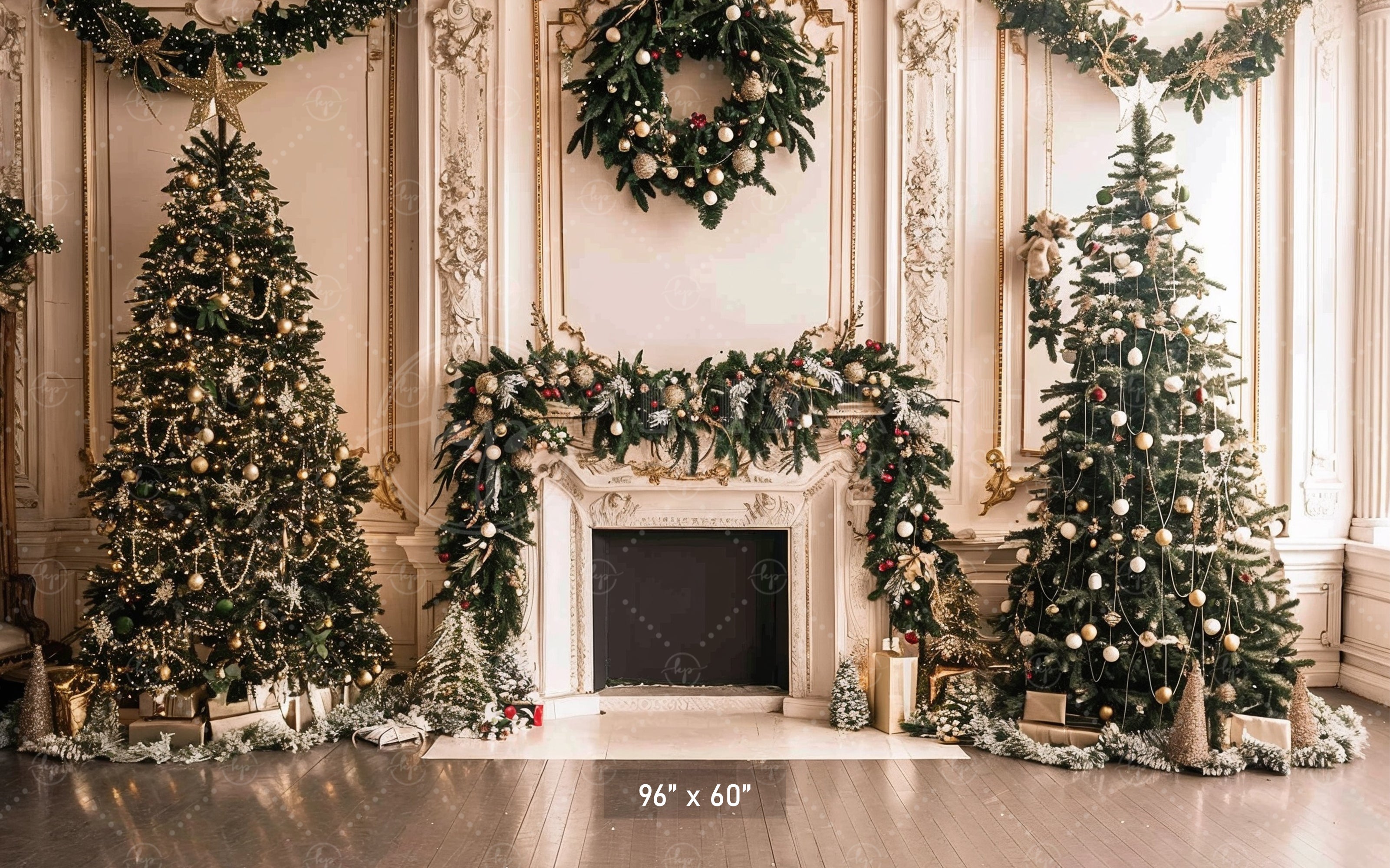 Elegant Holiday Fireplace Backdrop