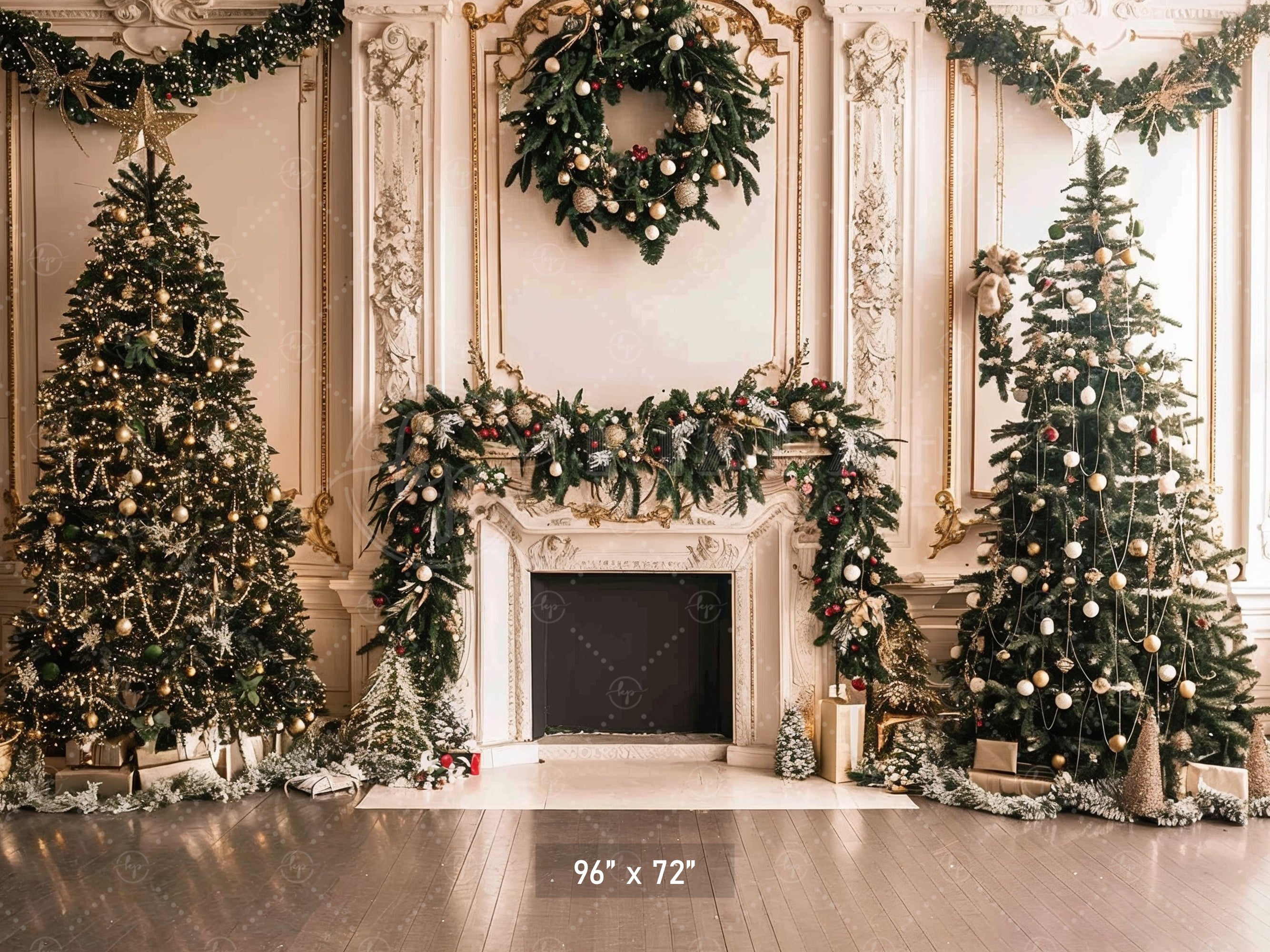 Elegant Holiday Fireplace Backdrop