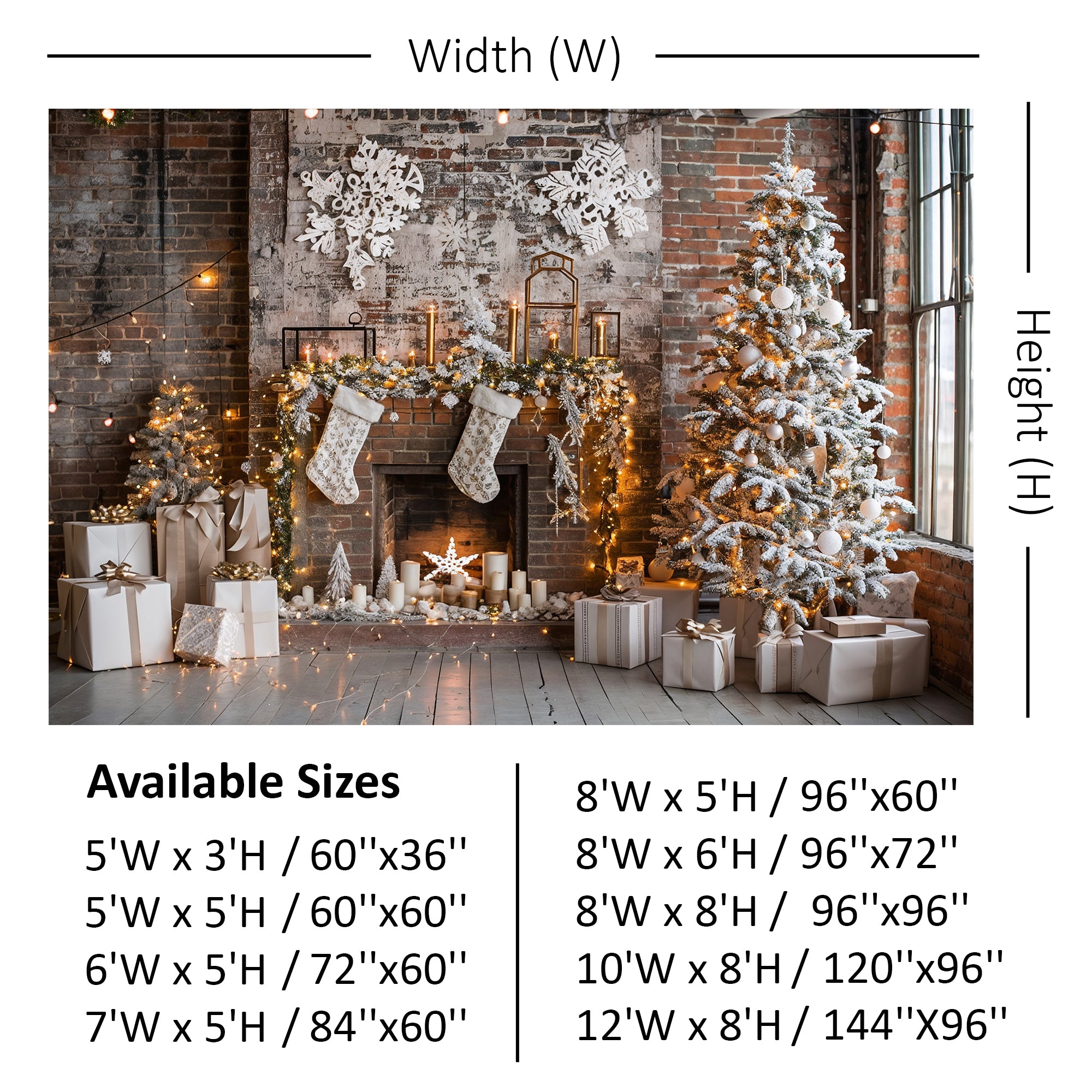 Rustic Industrial Christmas Fireplace Backdrop