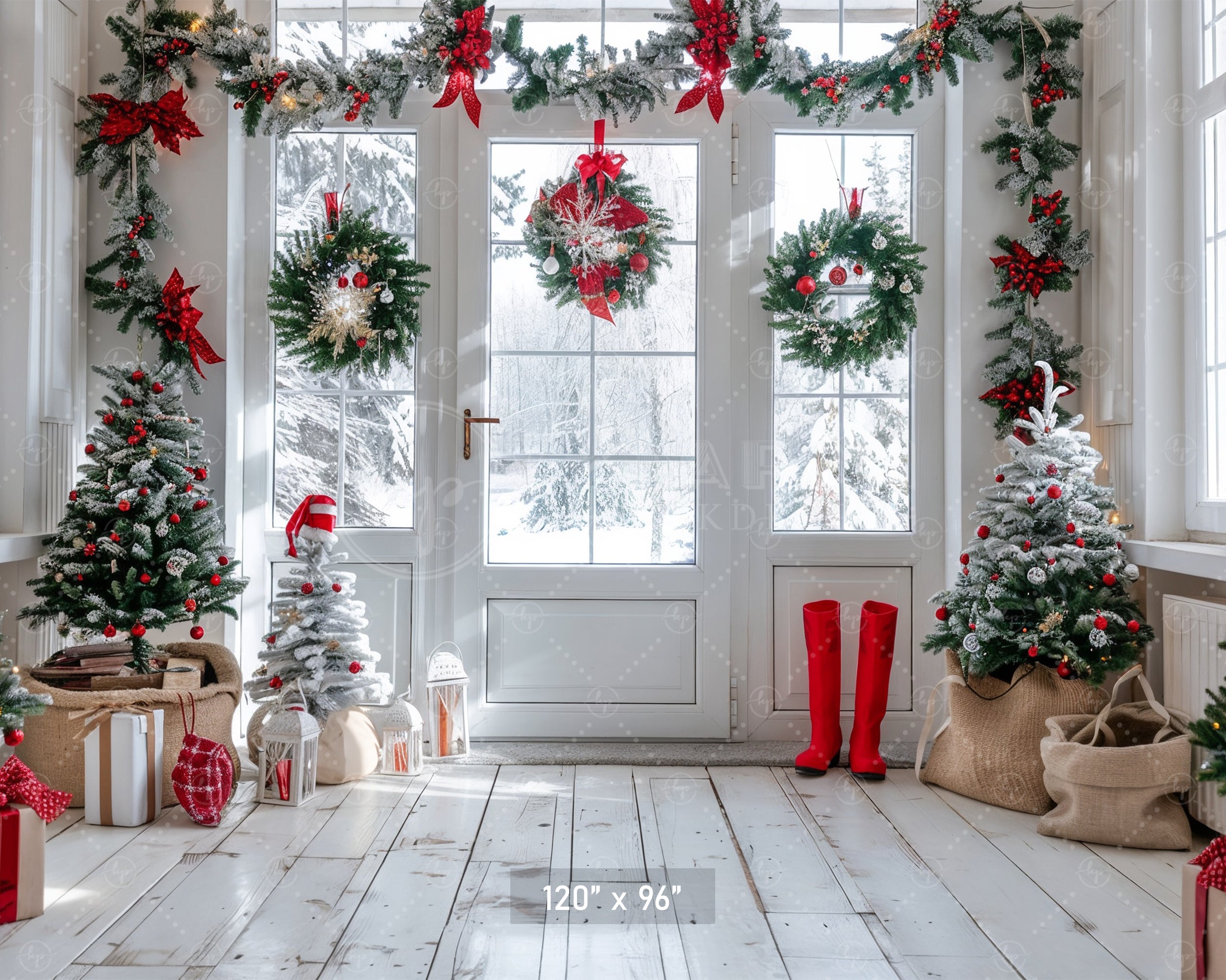 Festive Winter Entryway Backdrop