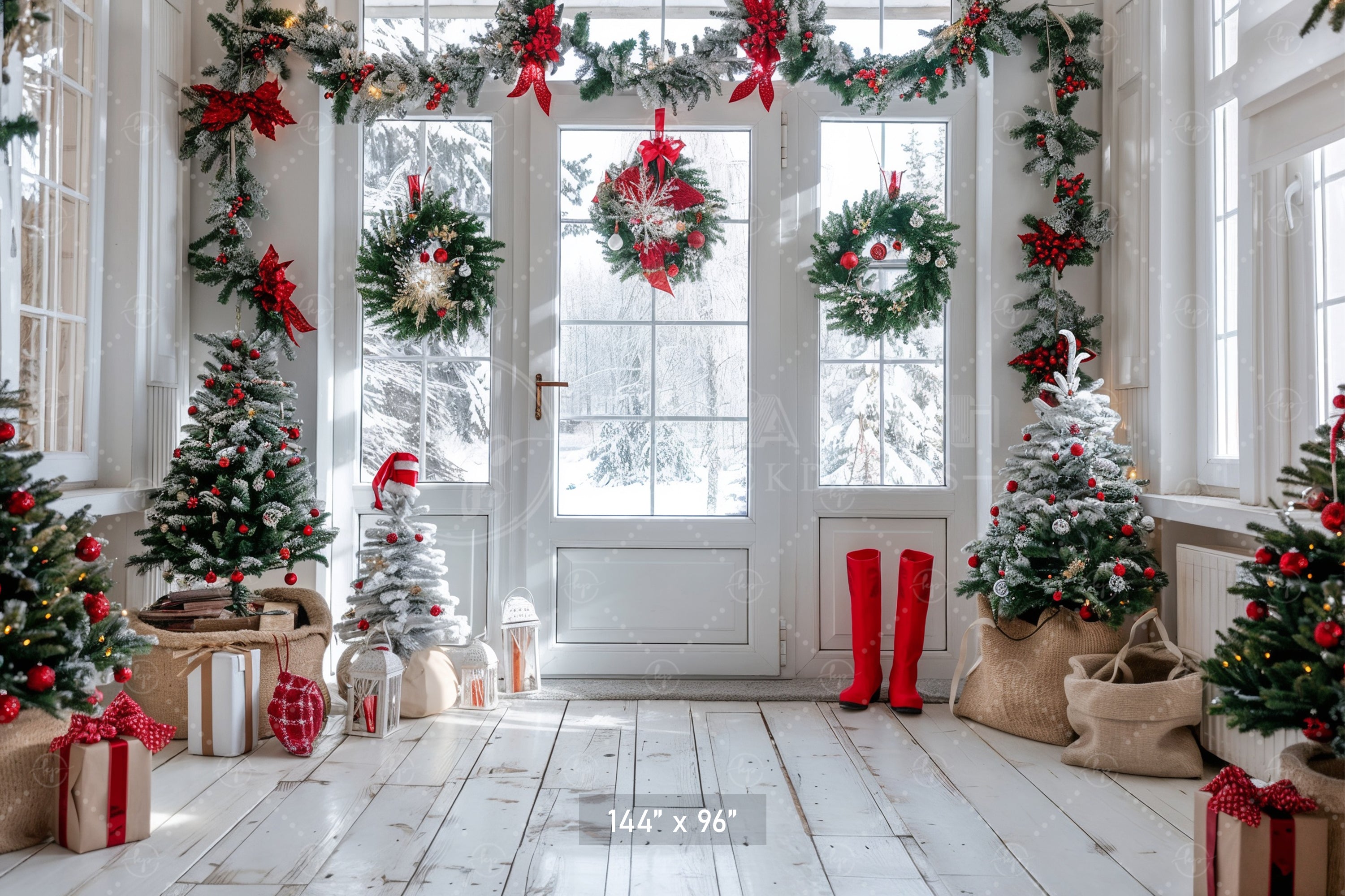 Festive Winter Entryway Backdrop