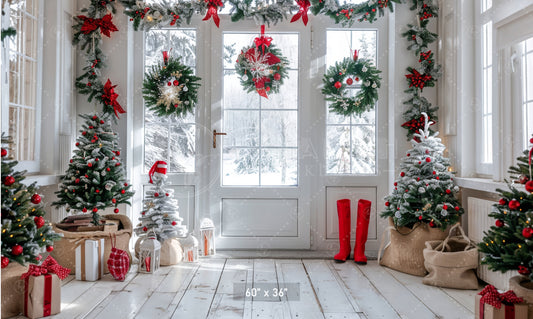 Festive Winter Entryway Backdrop