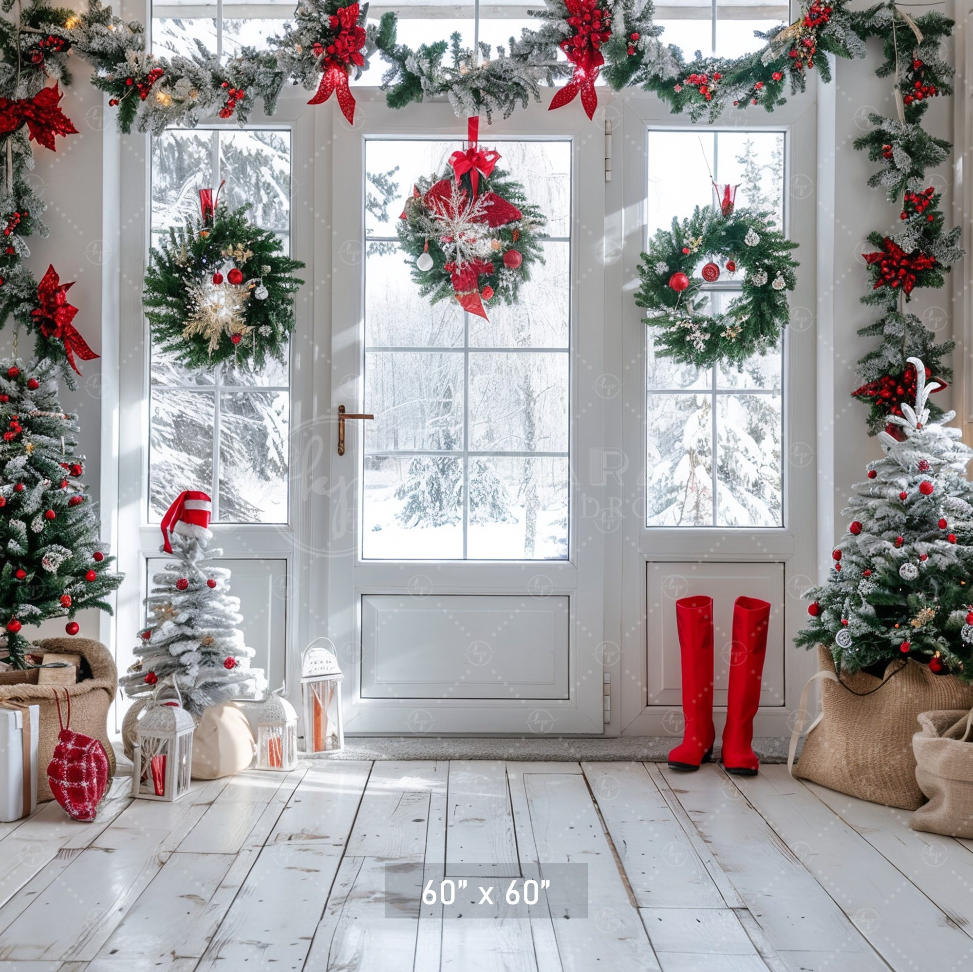 Festive Winter Entryway Backdrop