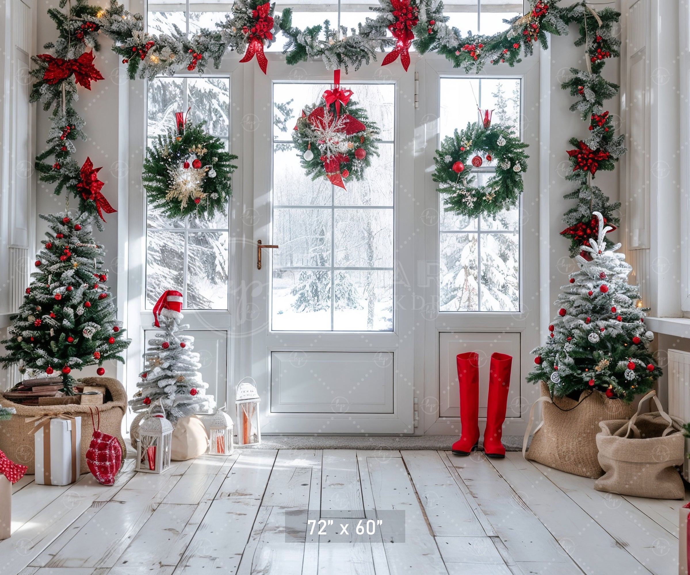 Festive Winter Entryway Backdrop