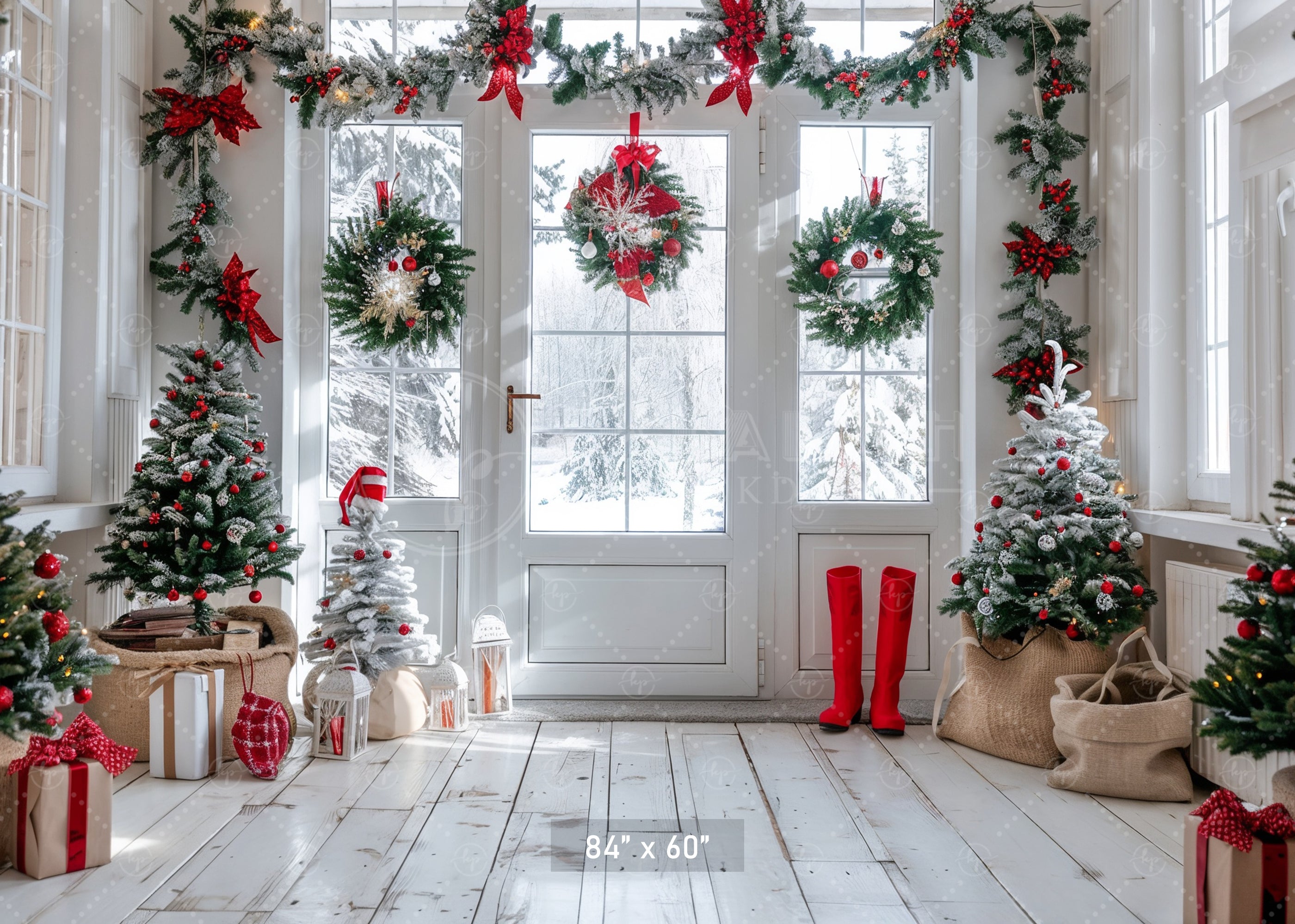 Festive Winter Entryway Backdrop
