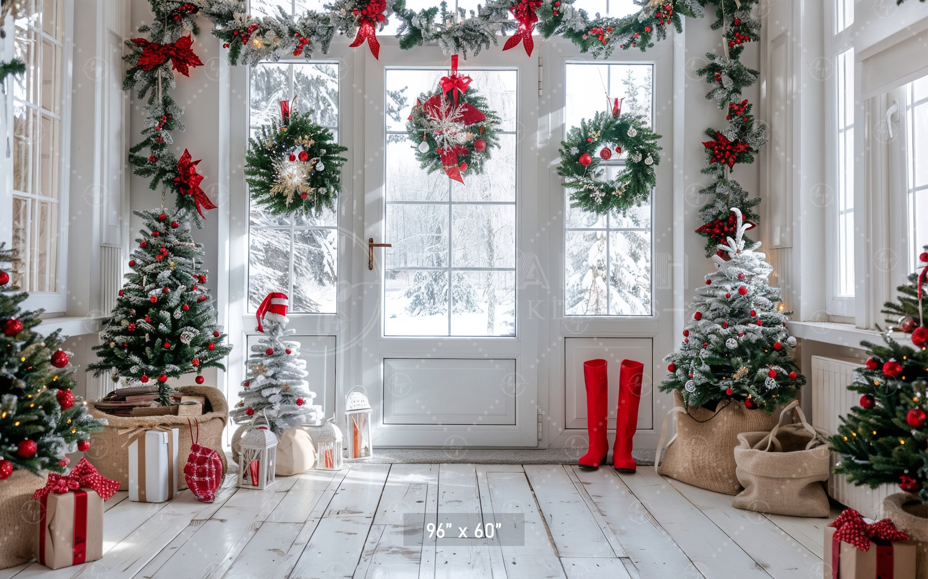 Festive Winter Entryway Backdrop