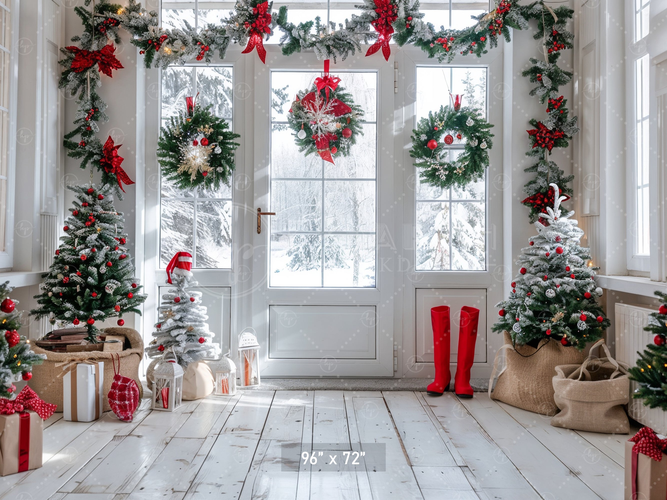 Festive Winter Entryway Backdrop