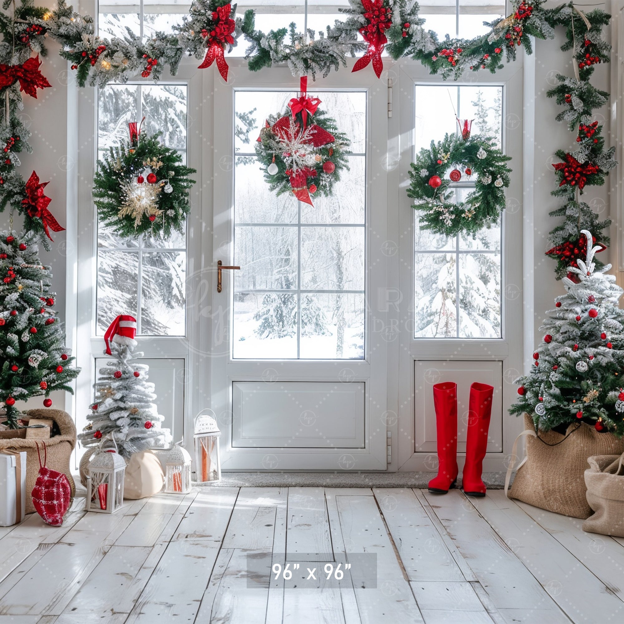 Festive Winter Entryway Backdrop