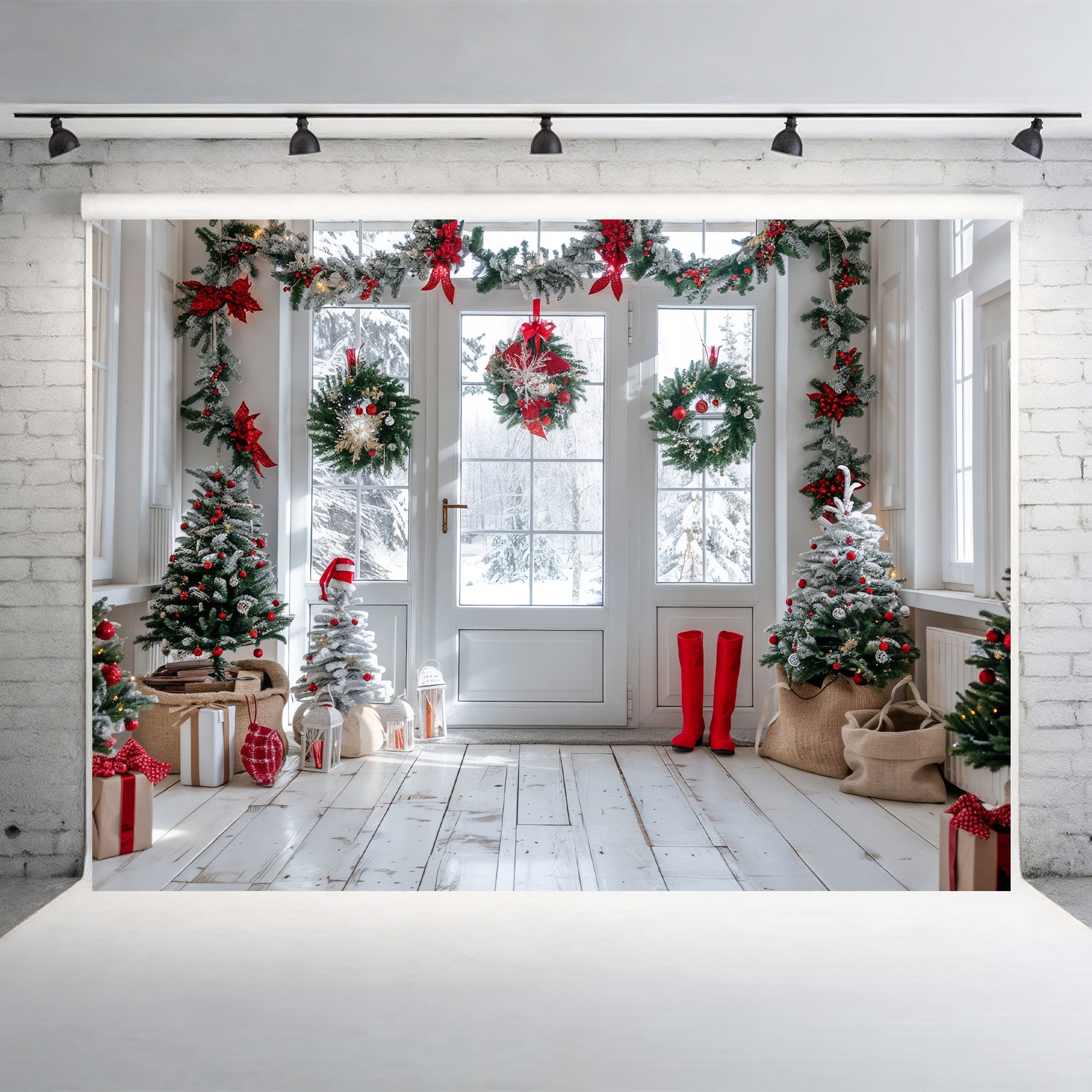 Festive Winter Entryway Backdrop