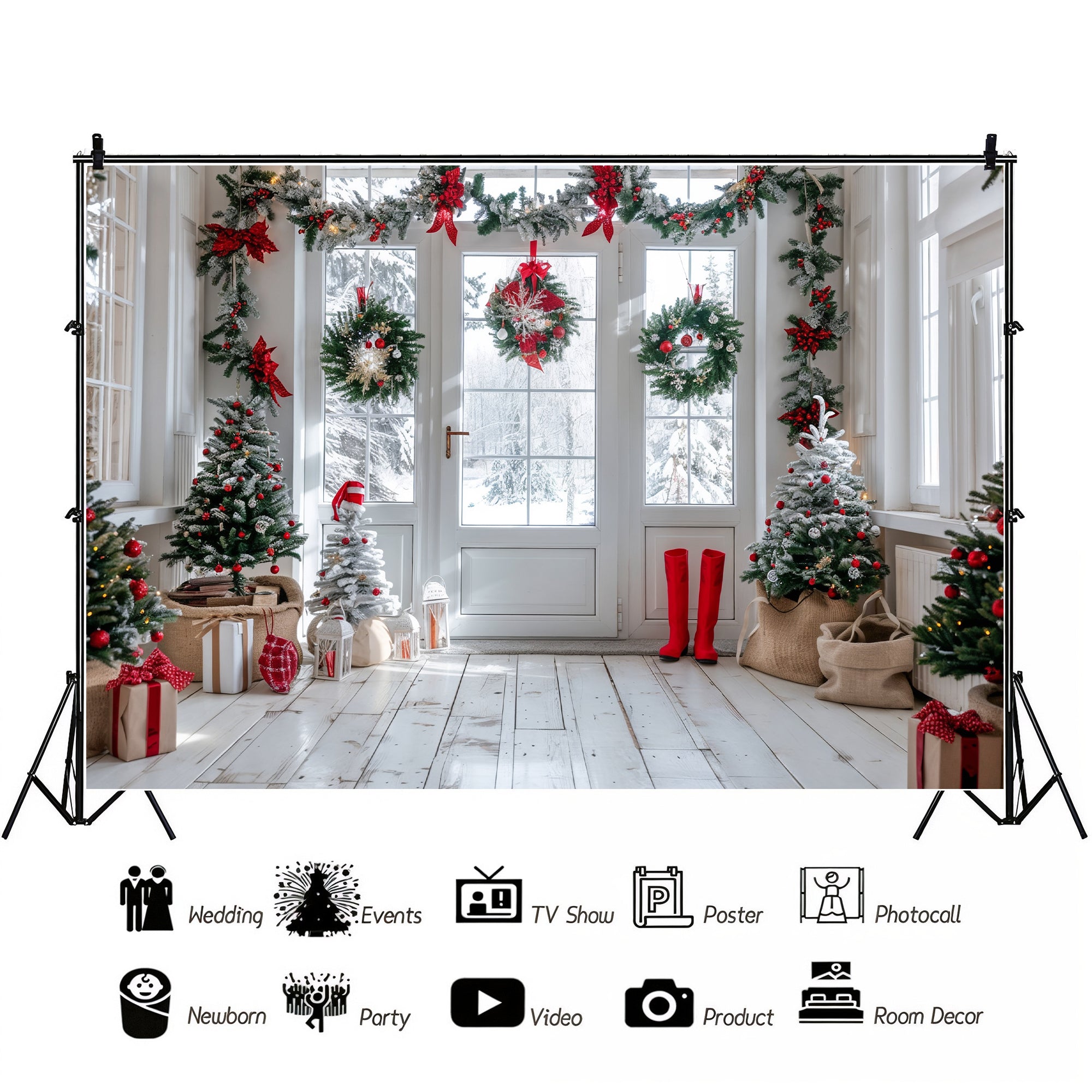 Festive Winter Entryway Backdrop