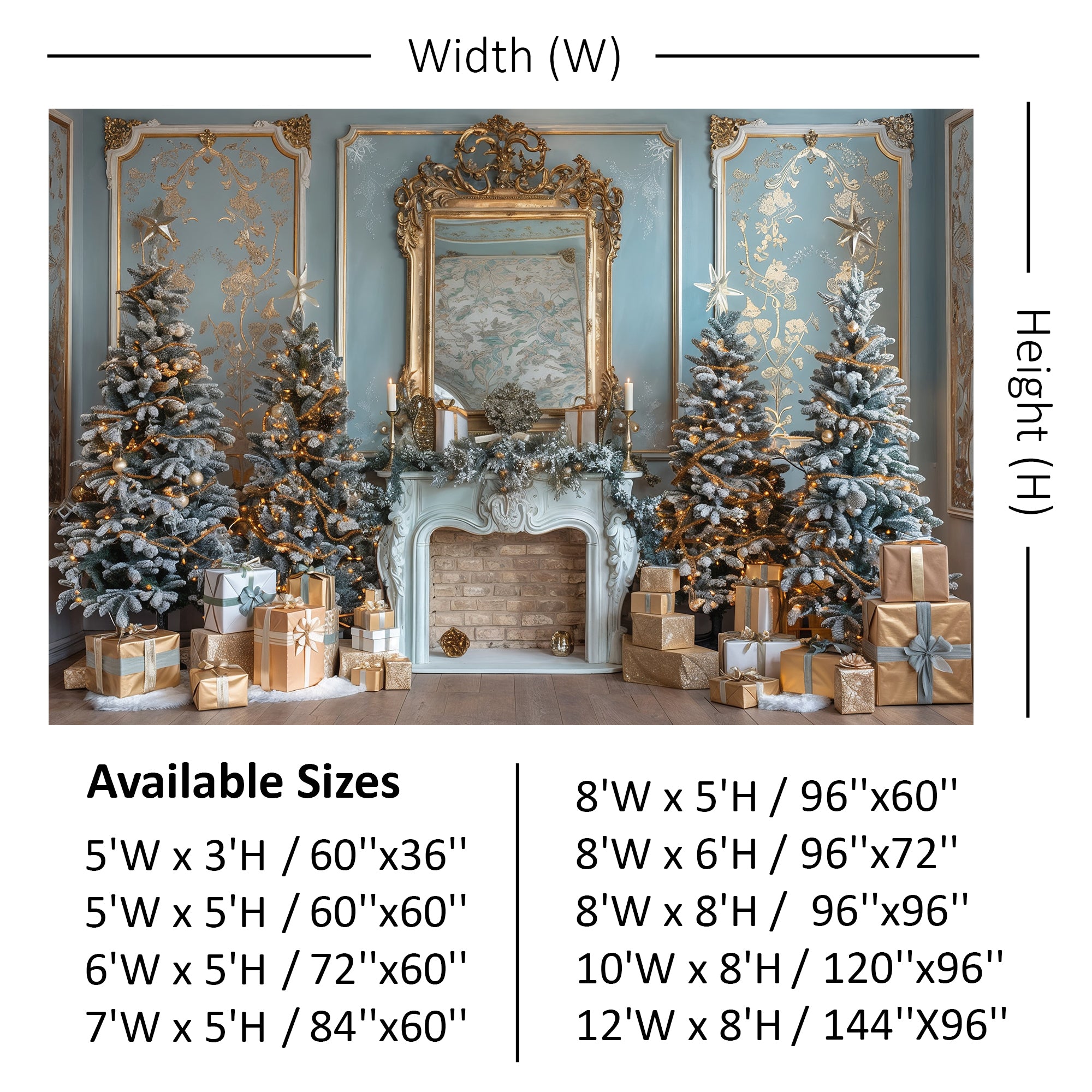 Elegant French Christmas Fireplace Backdrop