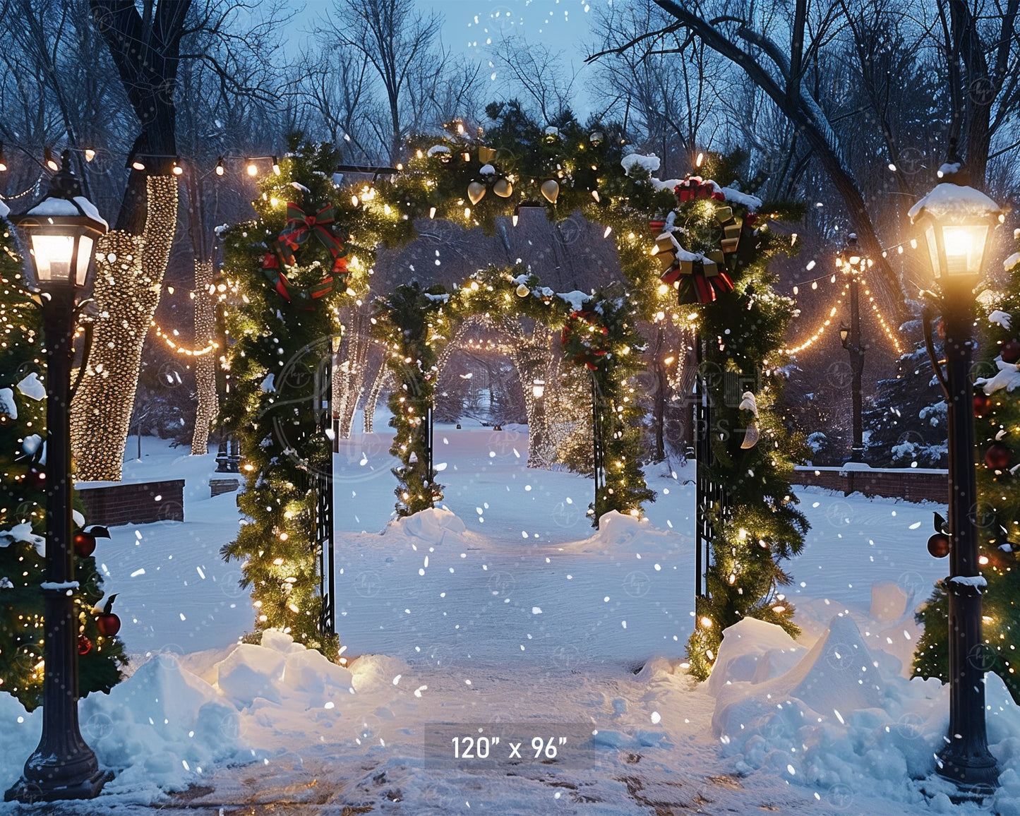 Snowy Christmas Archway Backdrop