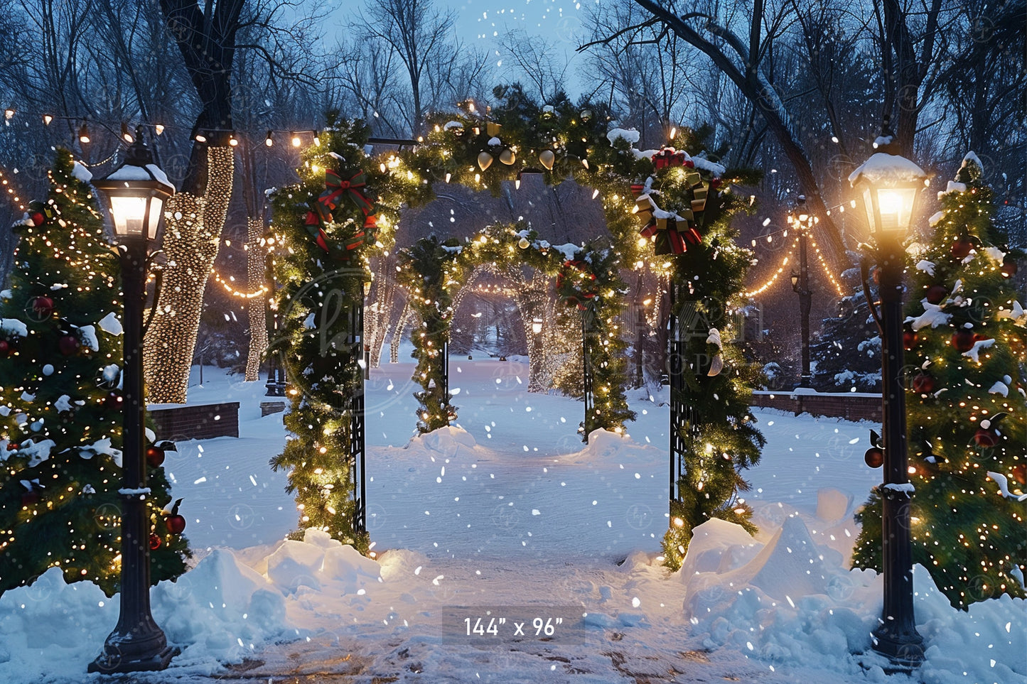 Snowy Christmas Archway Backdrop