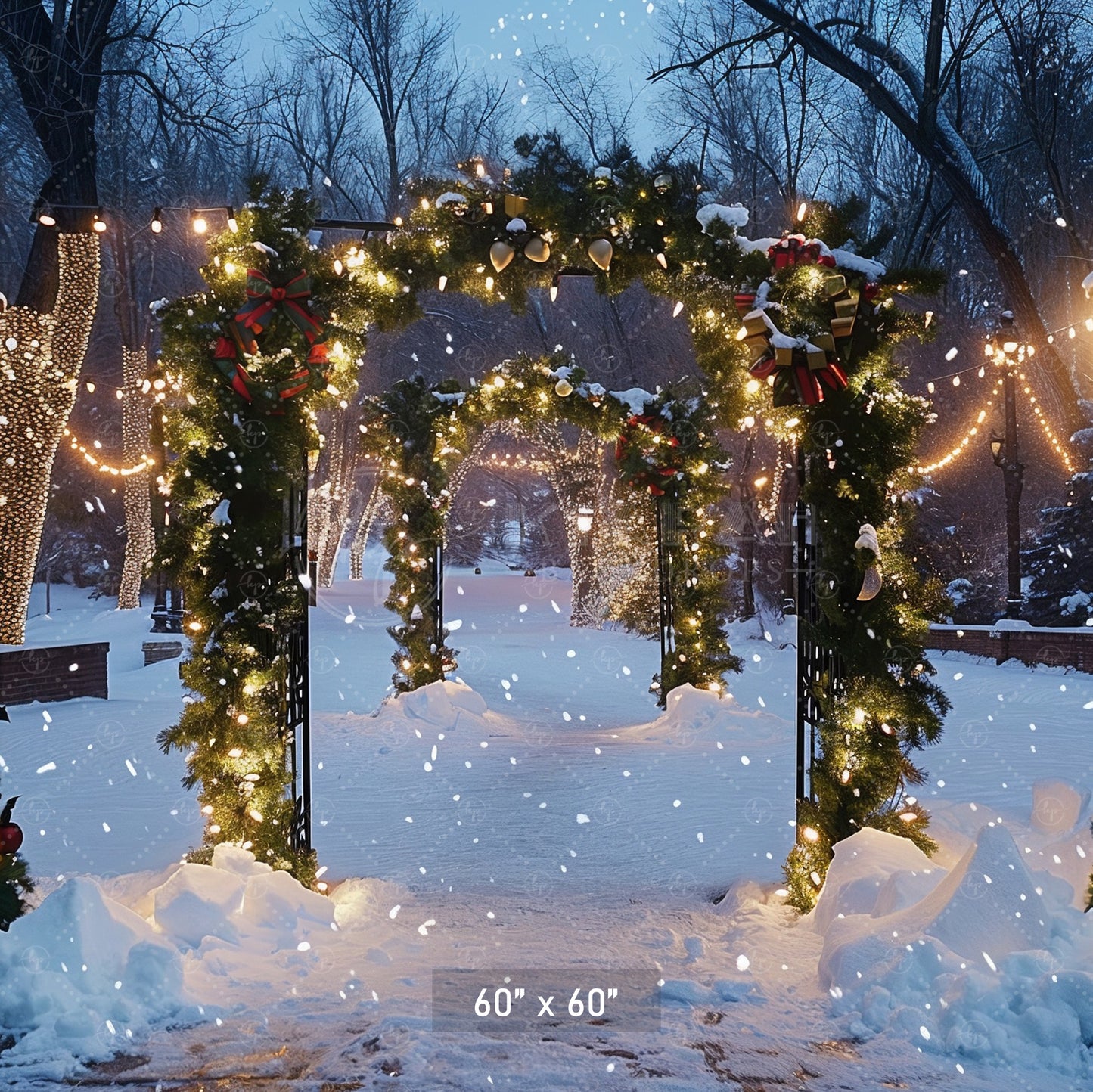 Snowy Christmas Archway Backdrop