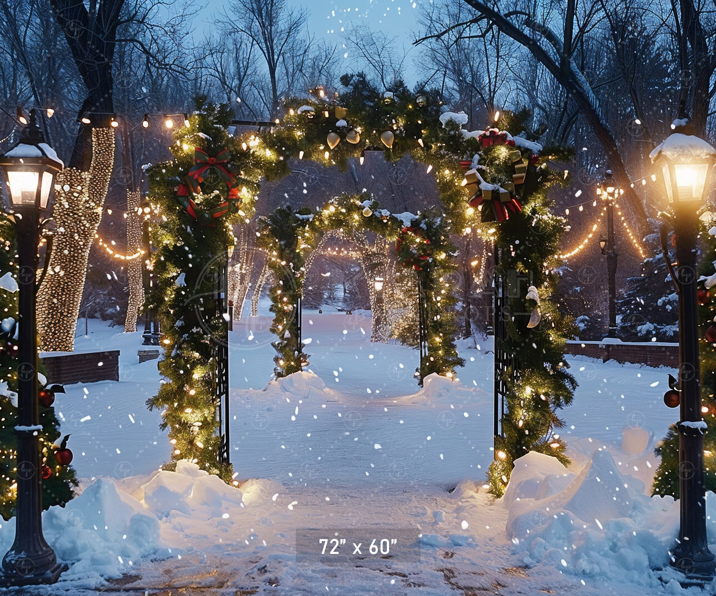 Snowy Christmas Archway Backdrop