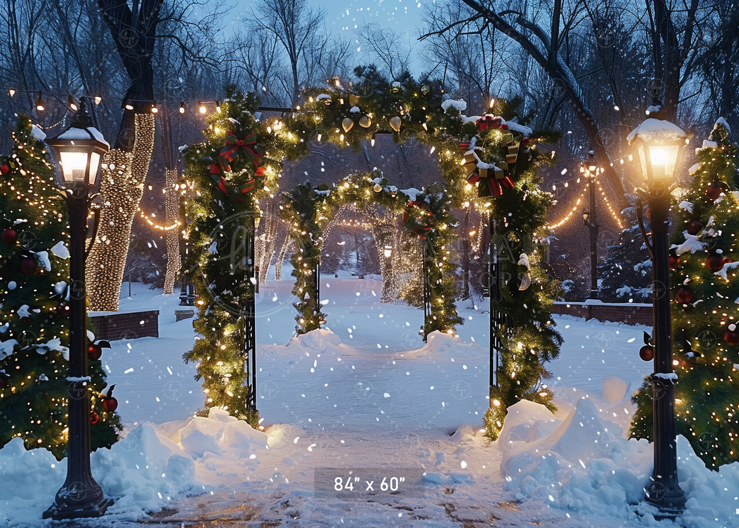 Snowy Christmas Archway Backdrop