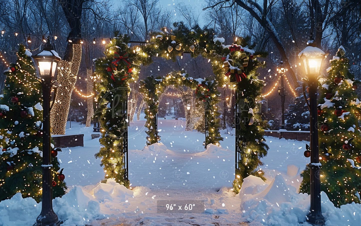 Snowy Christmas Archway Backdrop