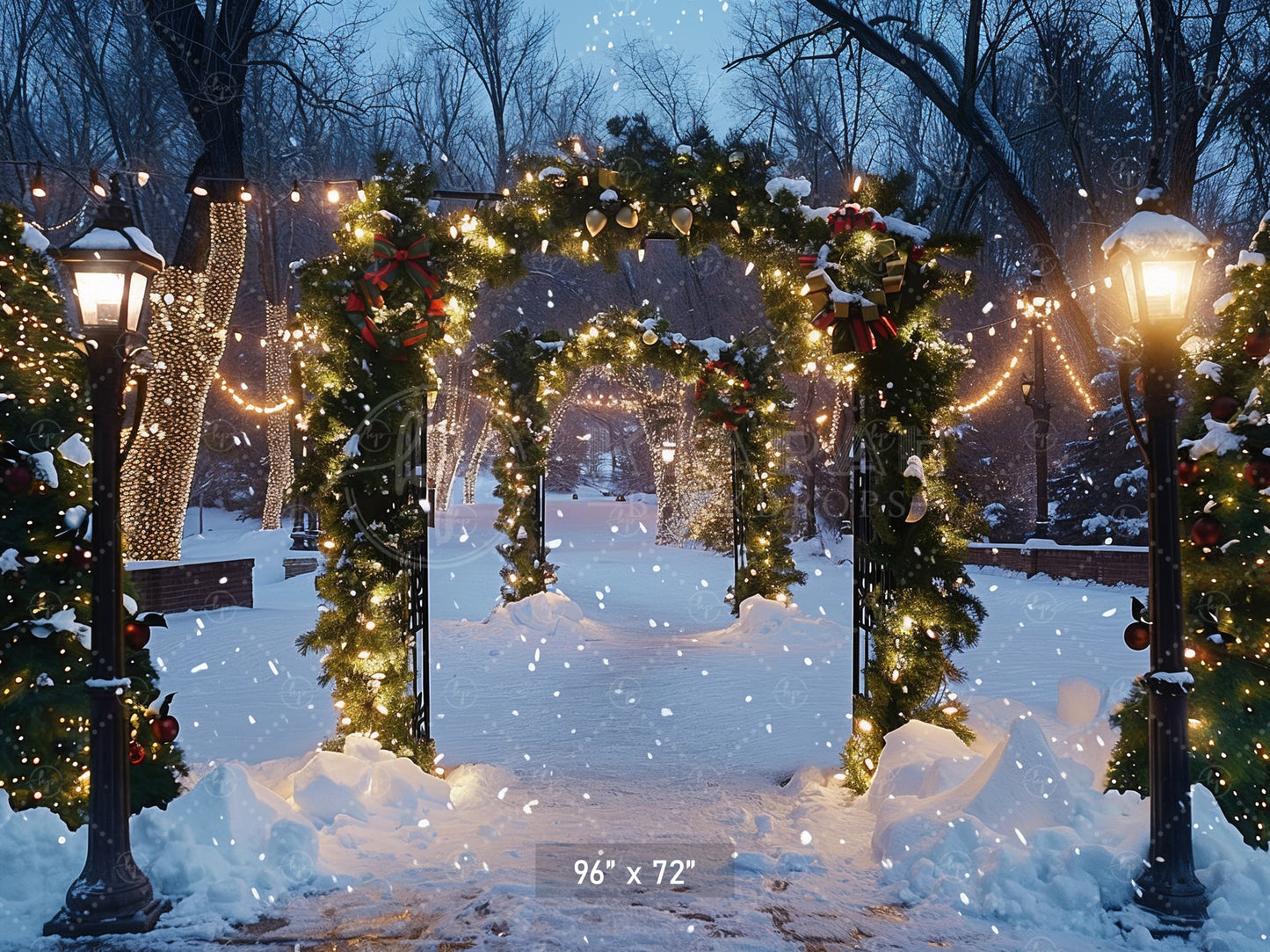 Snowy Christmas Archway Backdrop