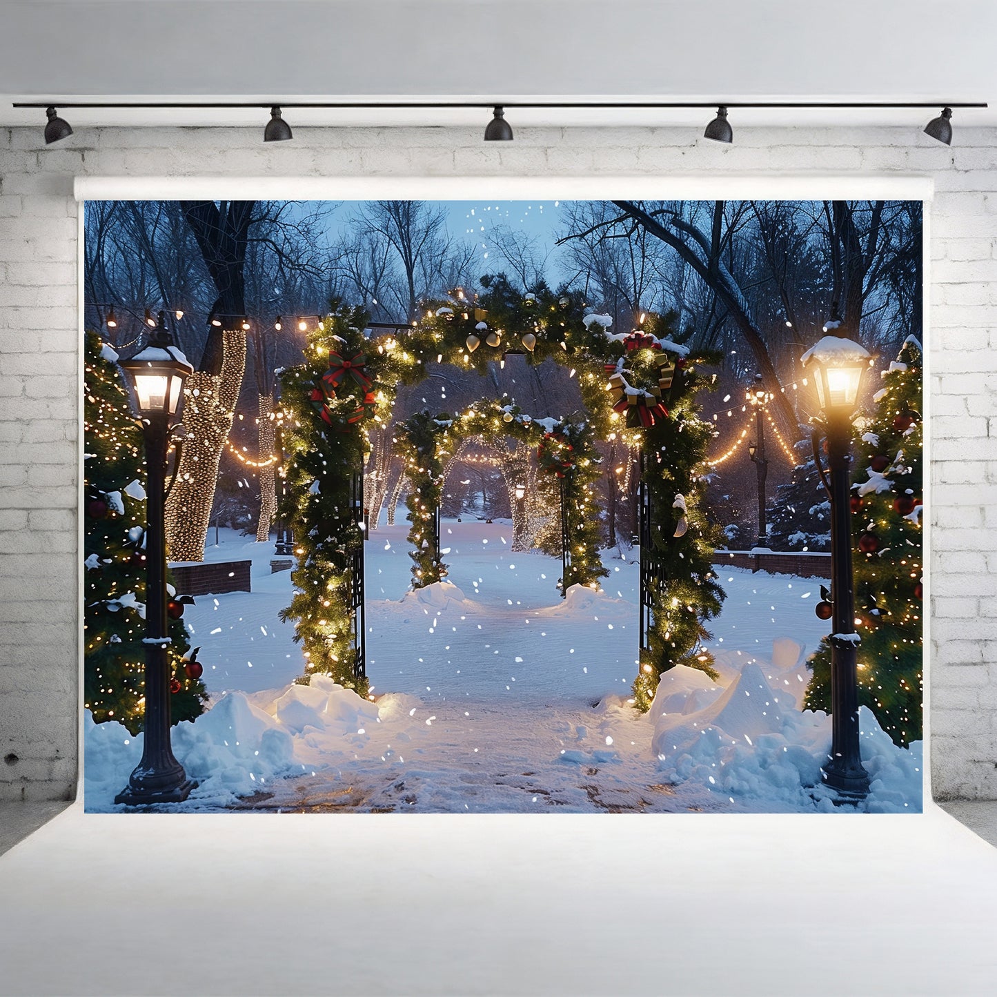 Snowy Christmas Archway Backdrop