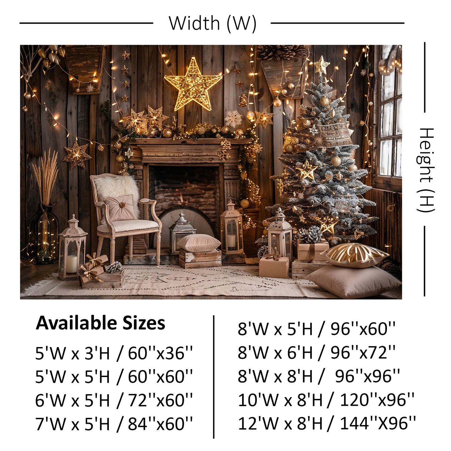 Cozy Christmas Fireplace Backdrop