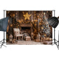 Cozy Christmas Fireplace Backdrop