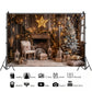 Cozy Christmas Fireplace Backdrop