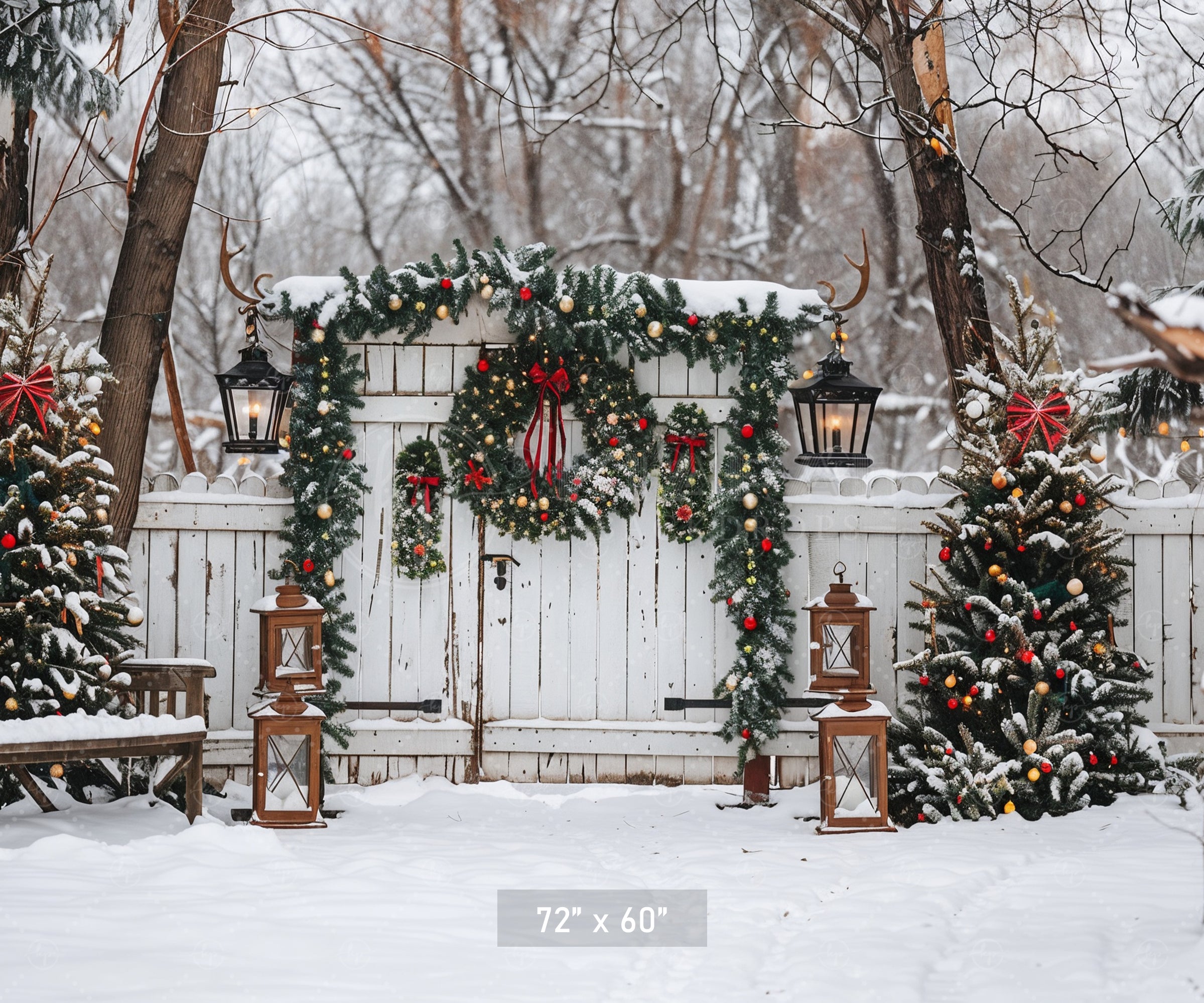 Rustic Winter Gate Backdrop