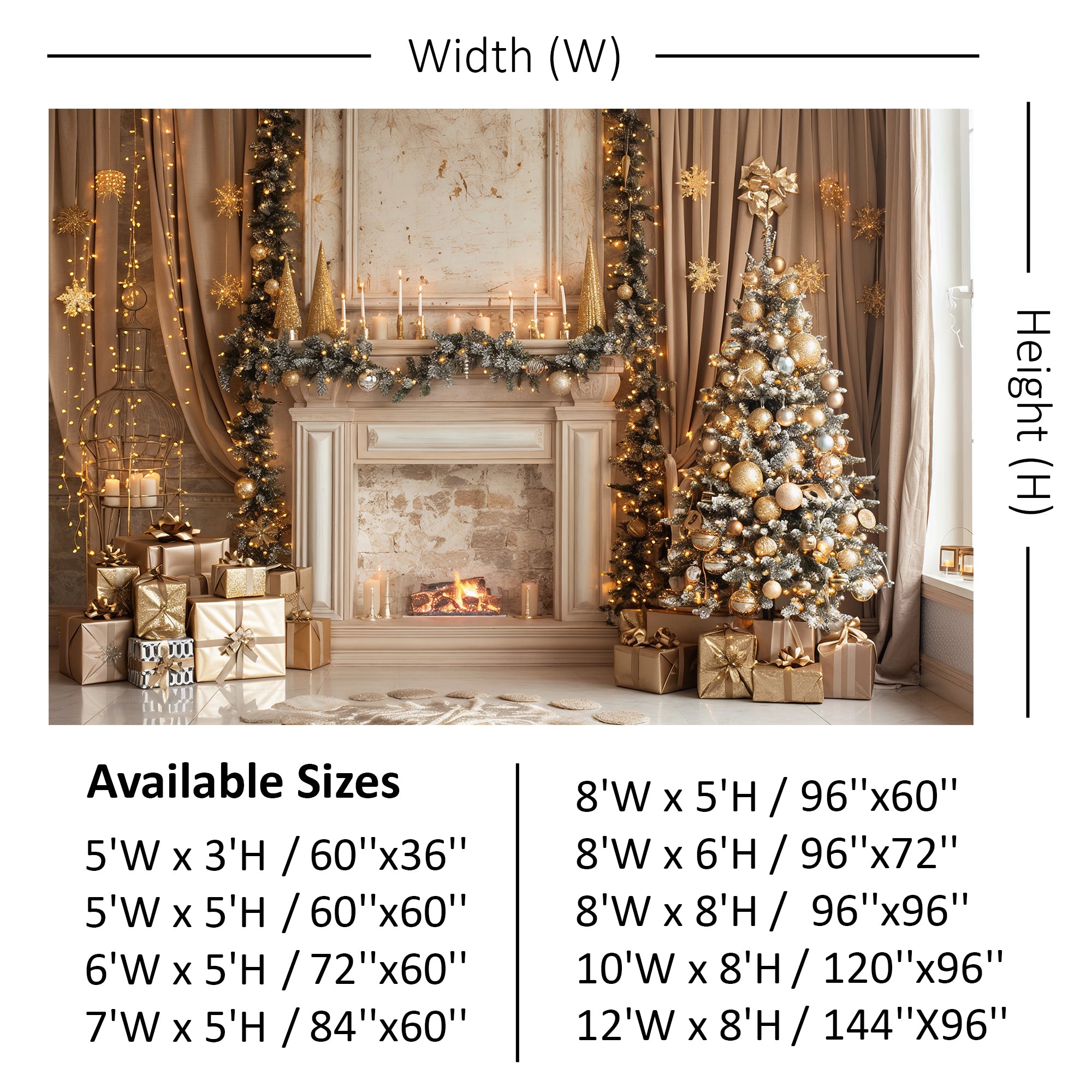 Elegant Christmas Fireplace Backdrop