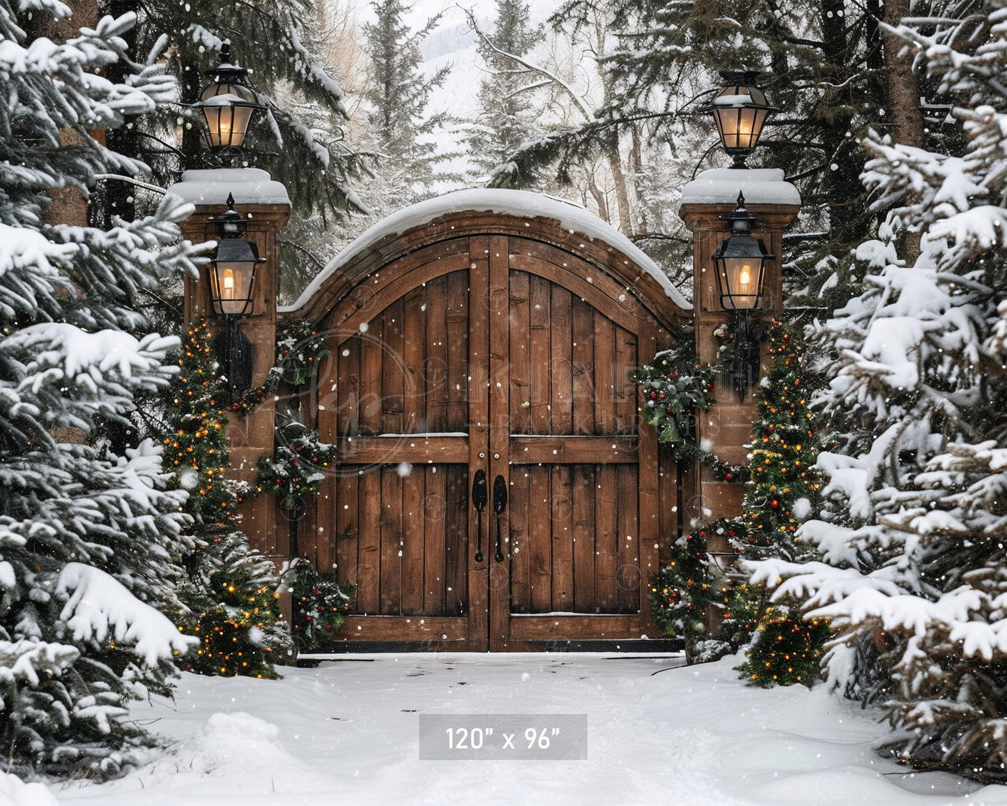 Rustic Winter Gatehouse Backdrop