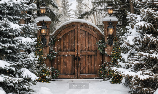 Rustic Winter Gatehouse Backdrop