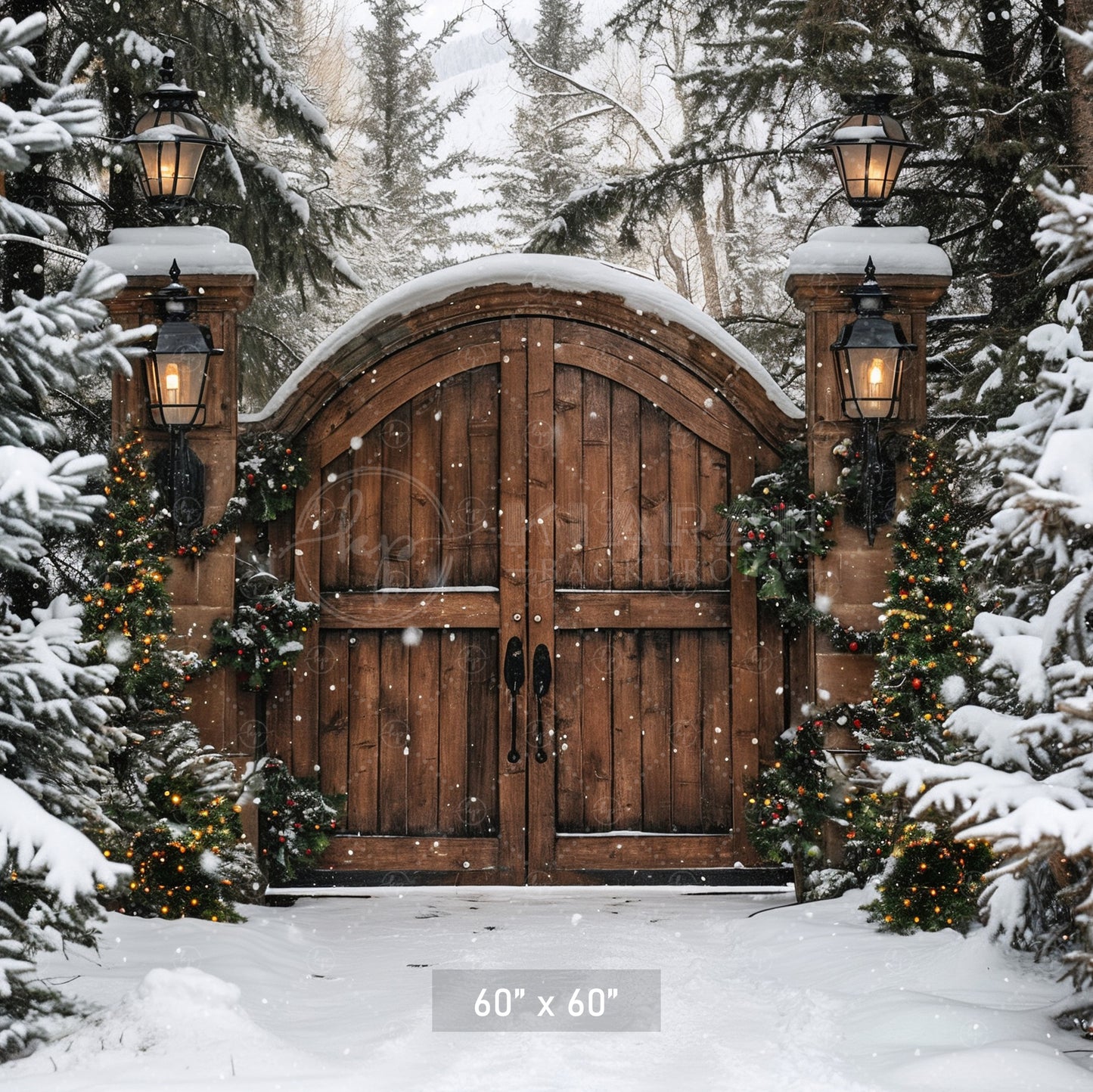 Rustic Winter Gatehouse Backdrop