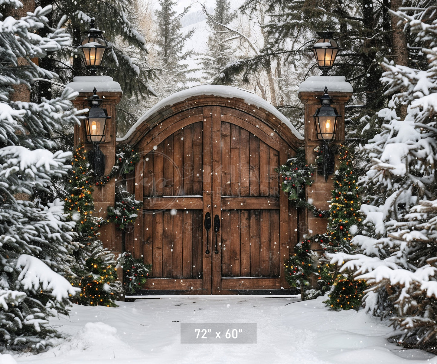 Rustic Winter Gatehouse Backdrop