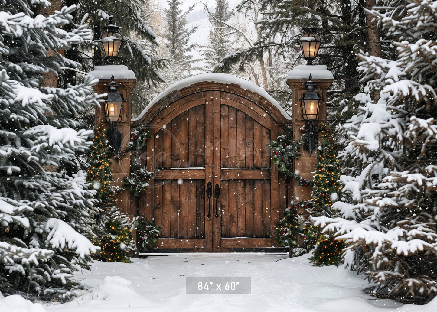 Rustic Winter Gatehouse Backdrop