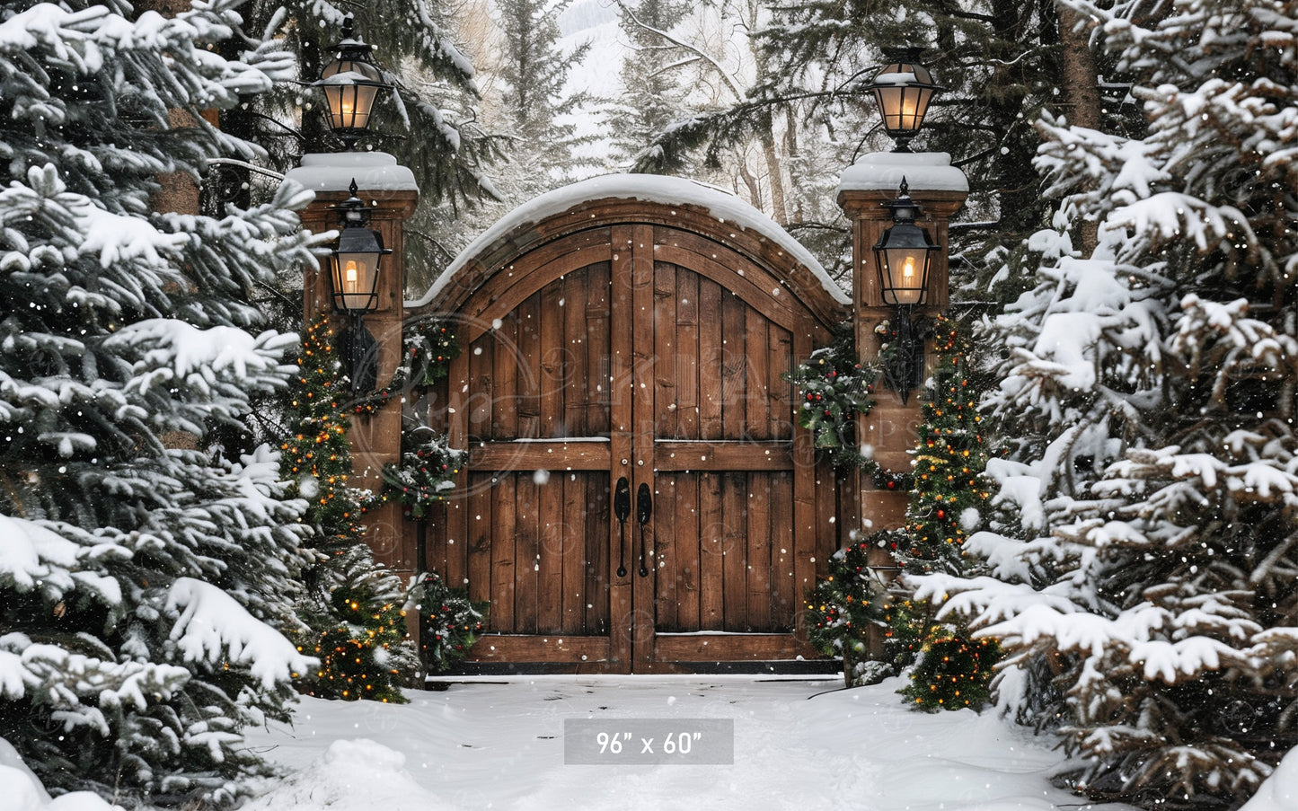 Rustic Winter Gatehouse Backdrop