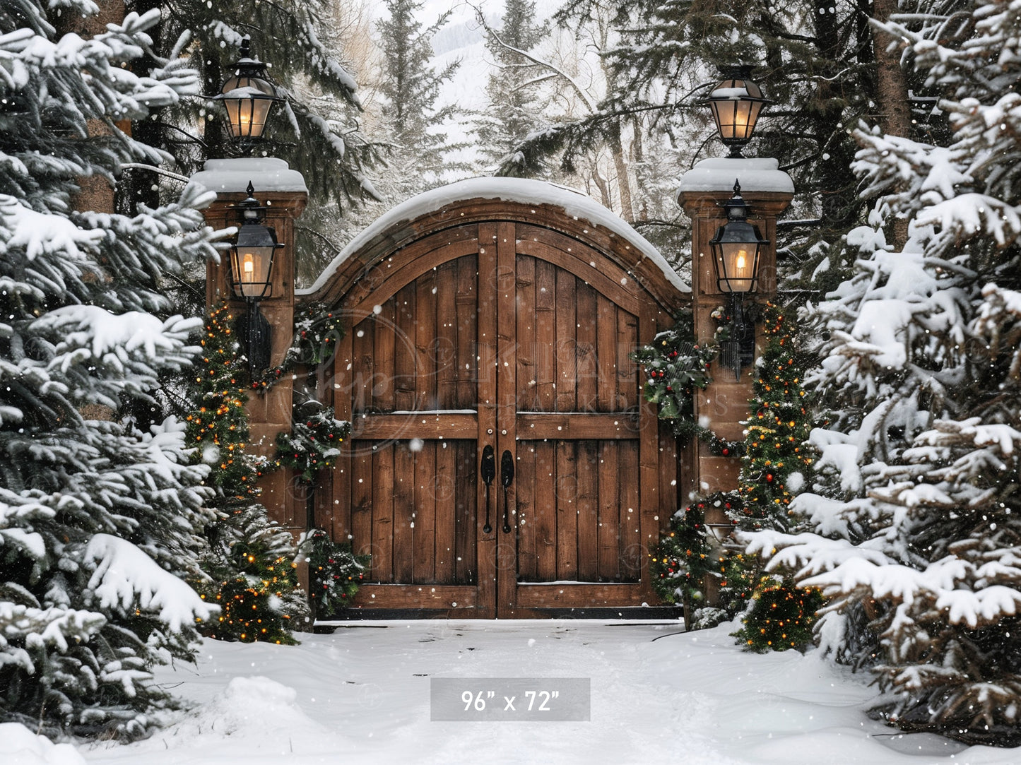 Rustic Winter Gatehouse Backdrop