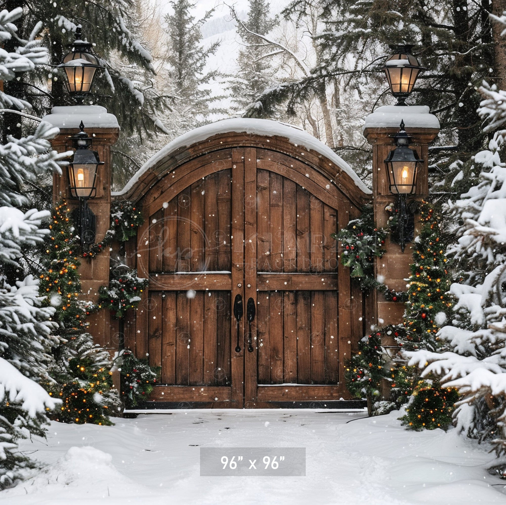 Rustic Winter Gatehouse Backdrop
