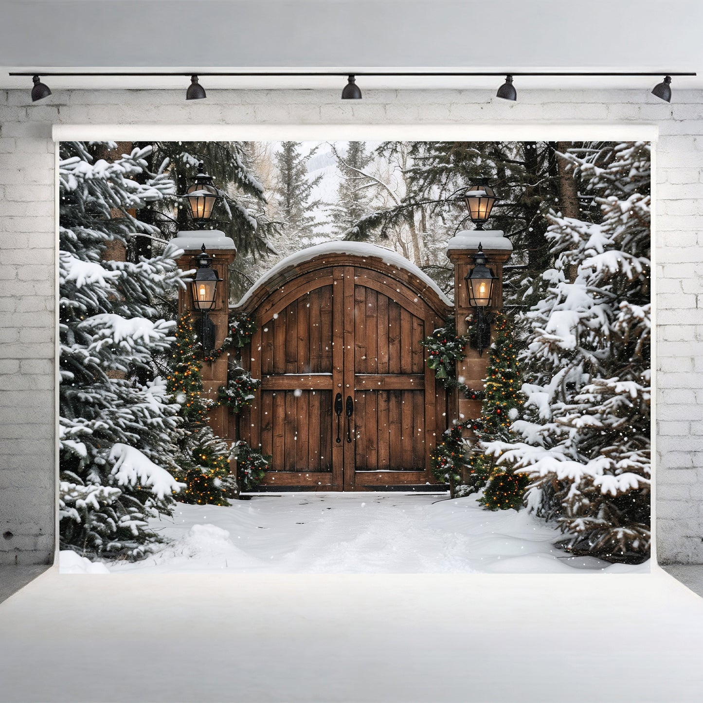 Rustic Winter Gatehouse Backdrop