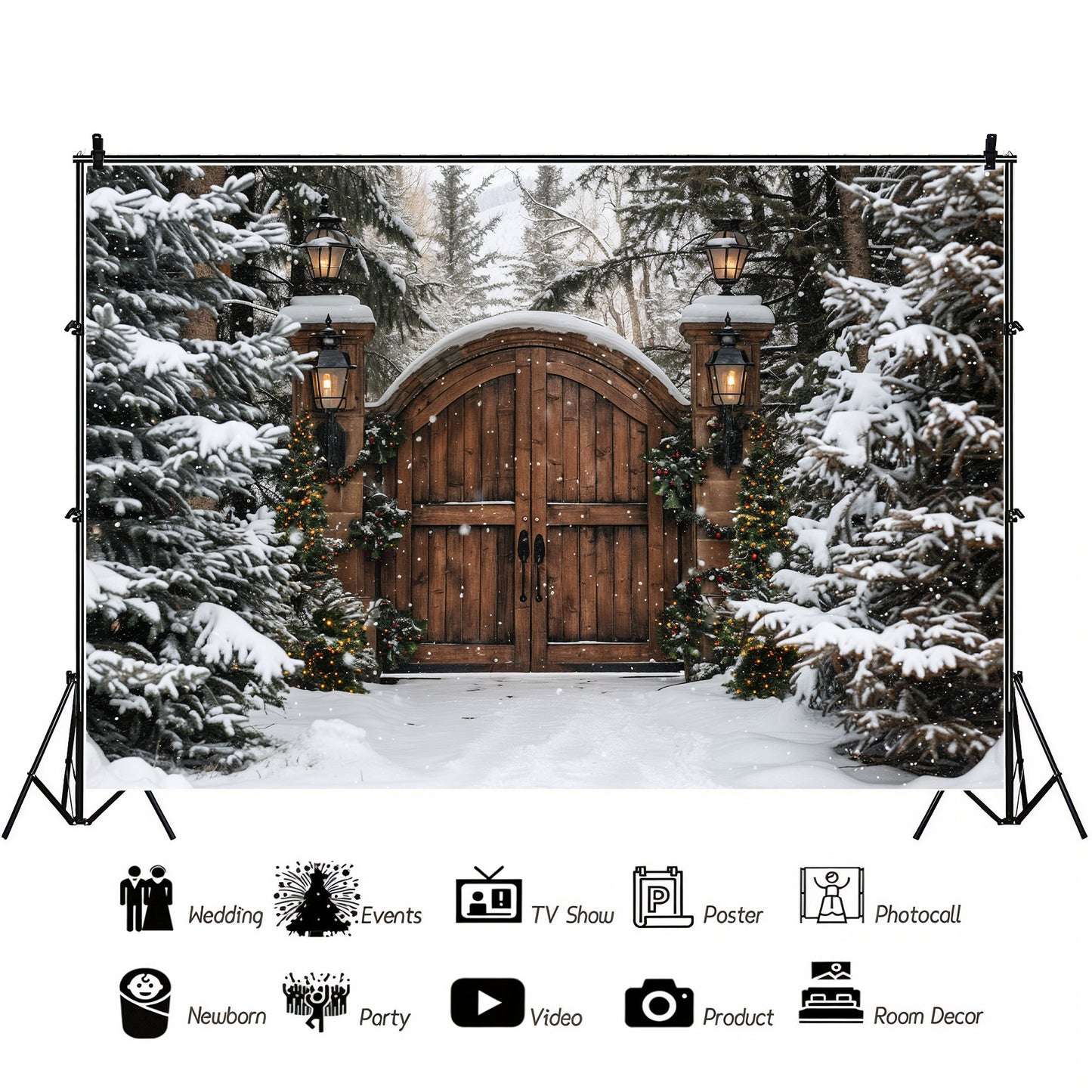 Rustic Winter Gatehouse Backdrop