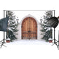 Snowy Wooden Gate Entrance Backdrop