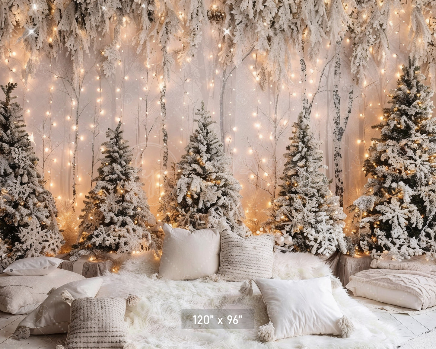 Snowy Forest Wonderland Backdrop