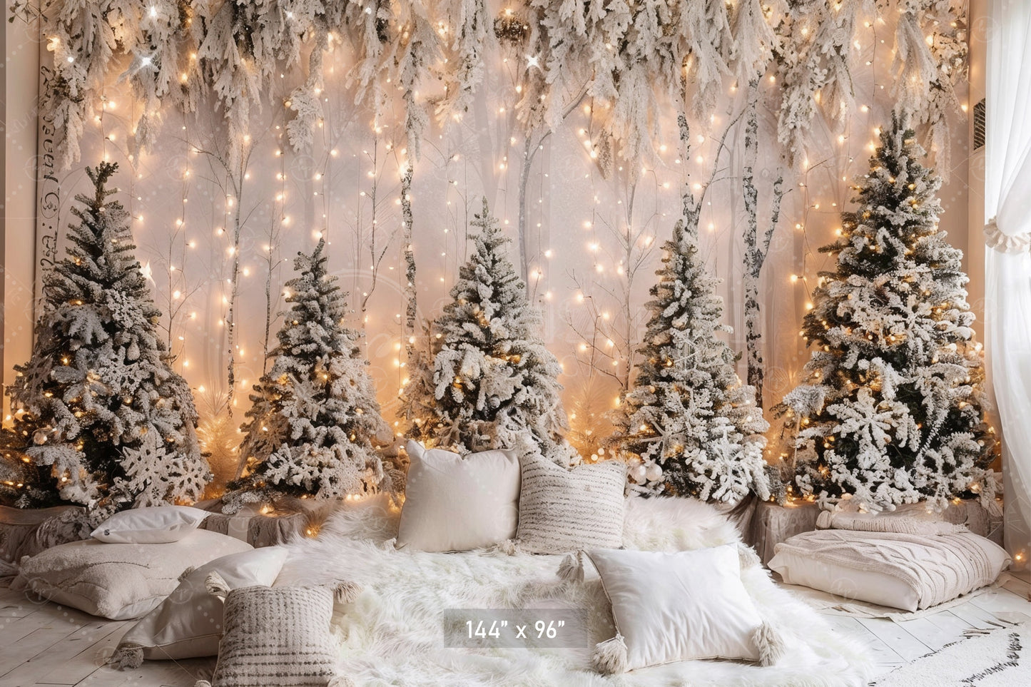 Snowy Forest Wonderland Backdrop