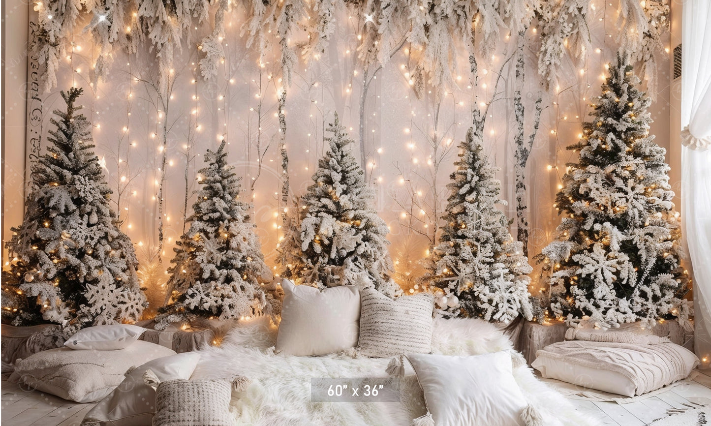 Snowy Forest Wonderland Backdrop