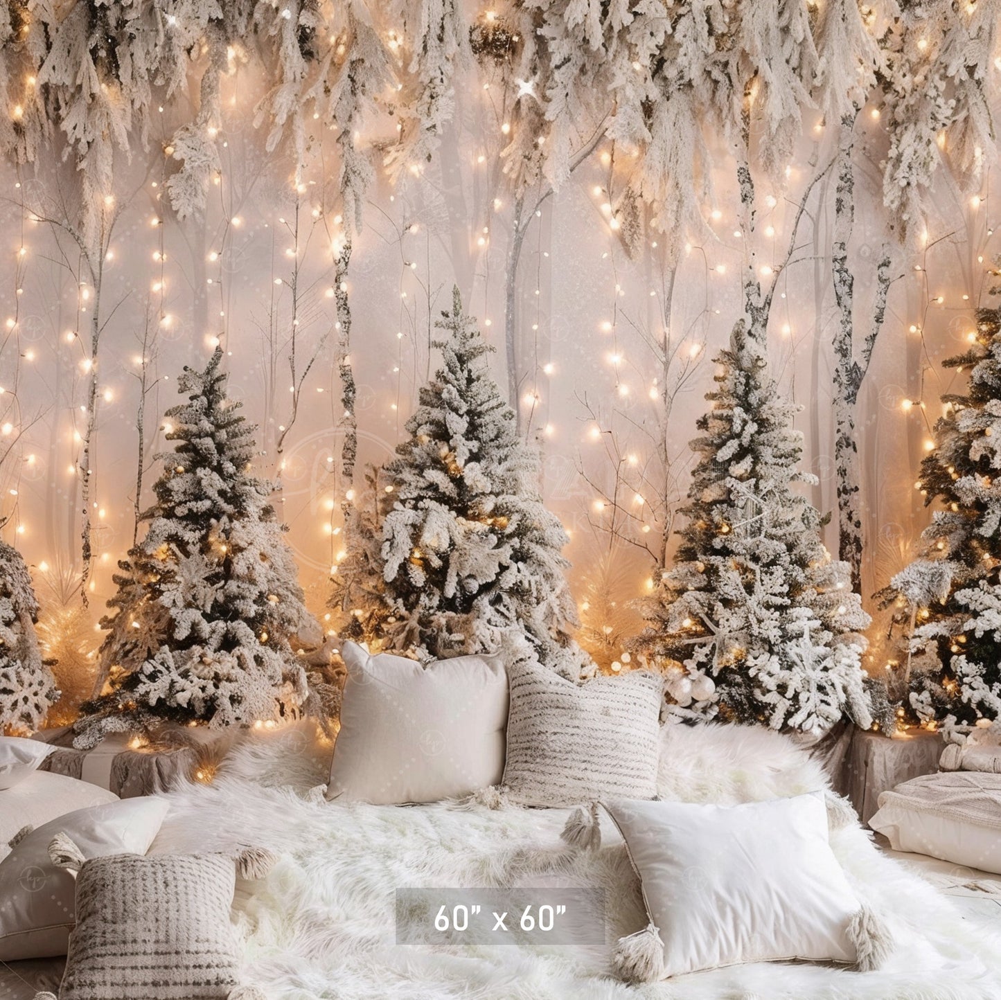 Snowy Forest Wonderland Backdrop