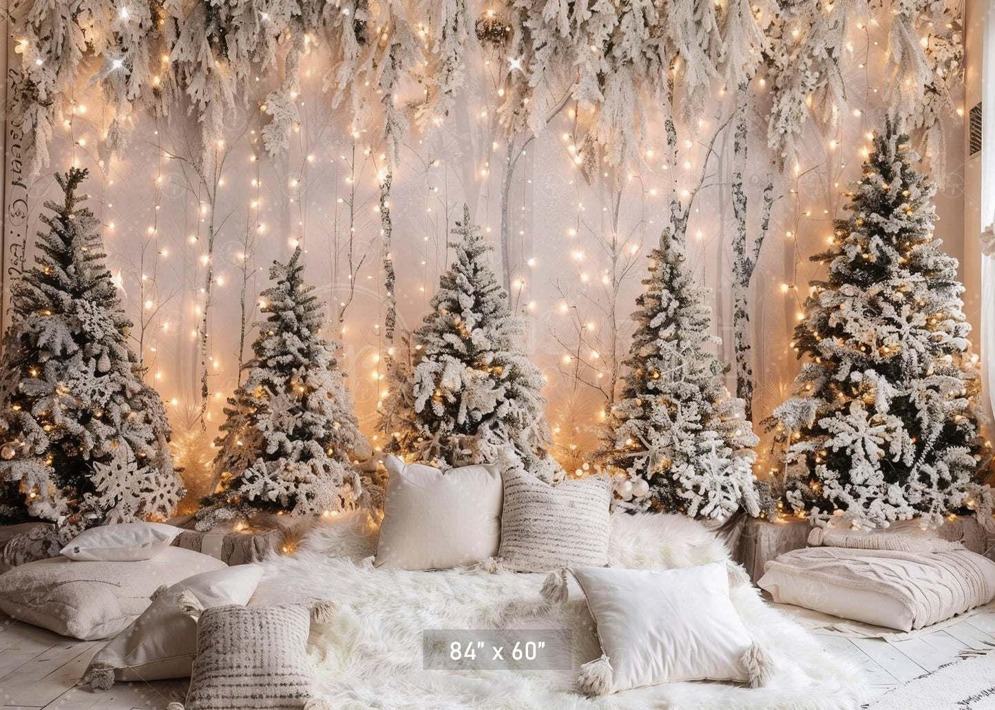 Snowy Forest Wonderland Backdrop