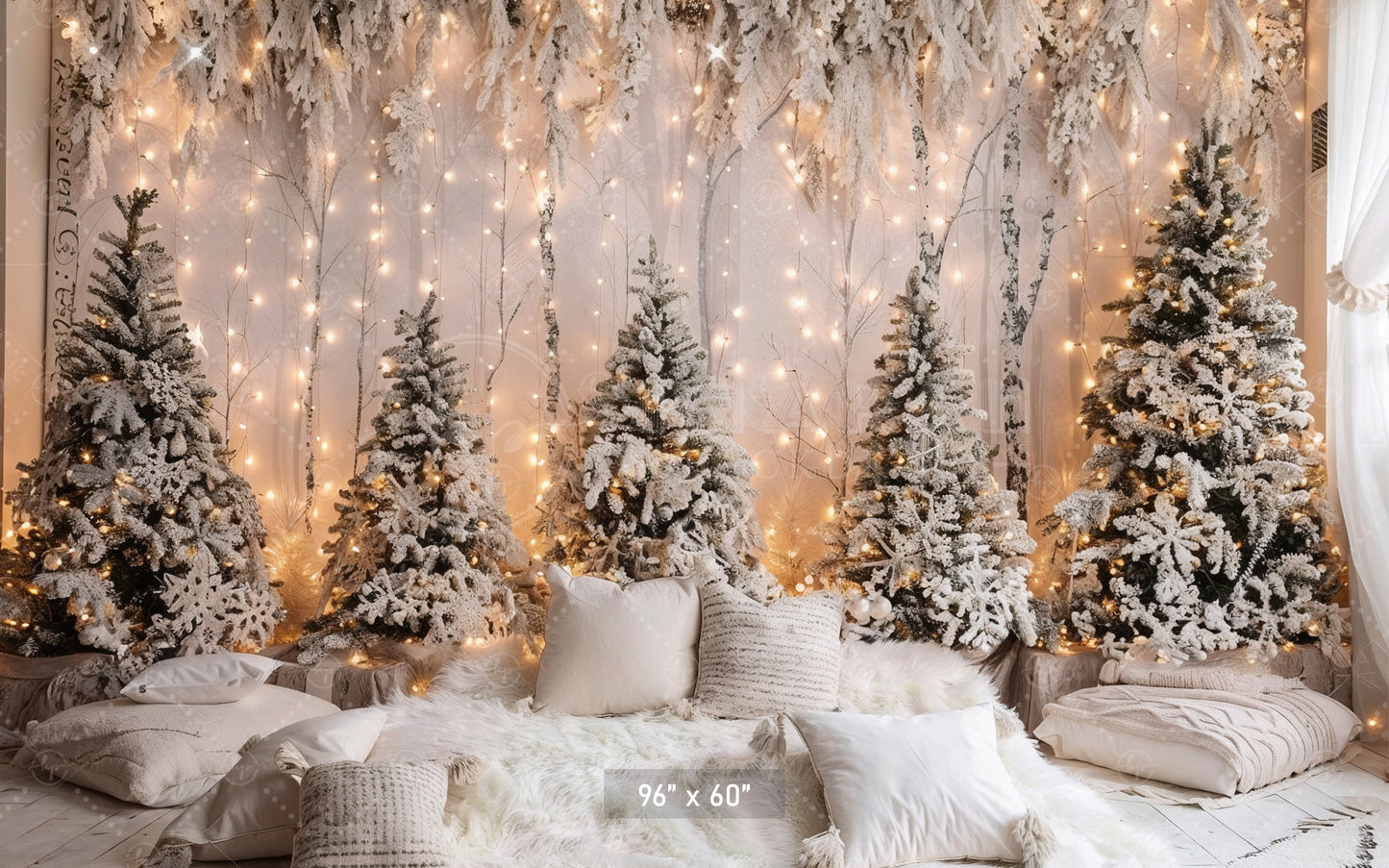 Snowy Forest Wonderland Backdrop