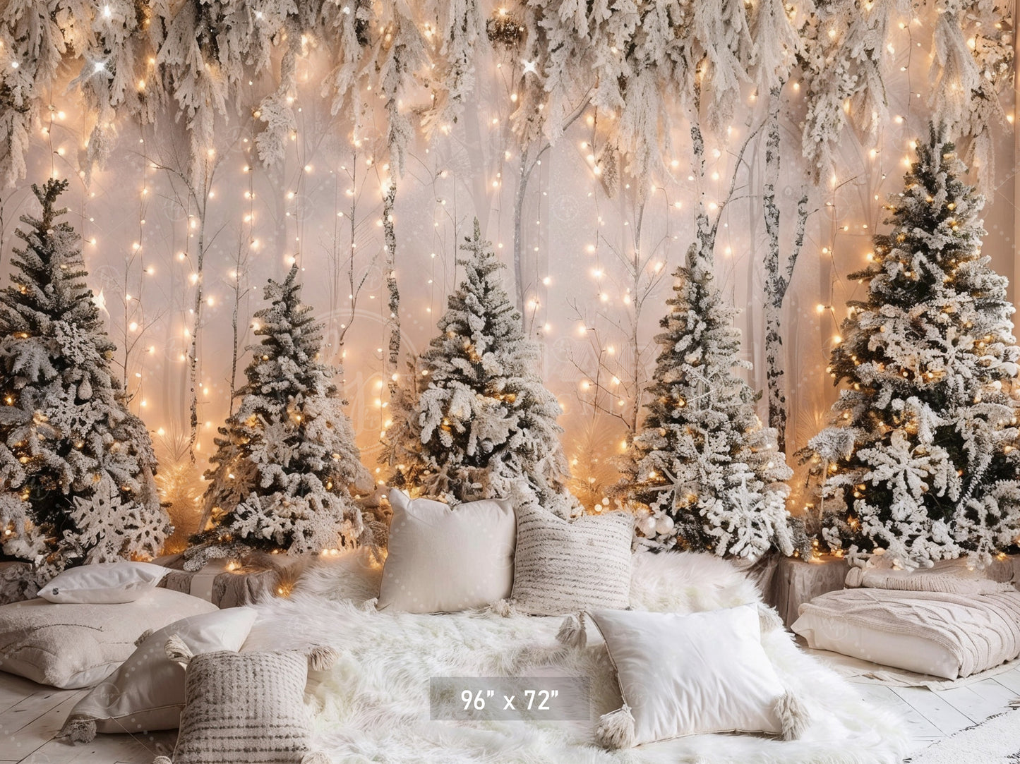 Snowy Forest Wonderland Backdrop