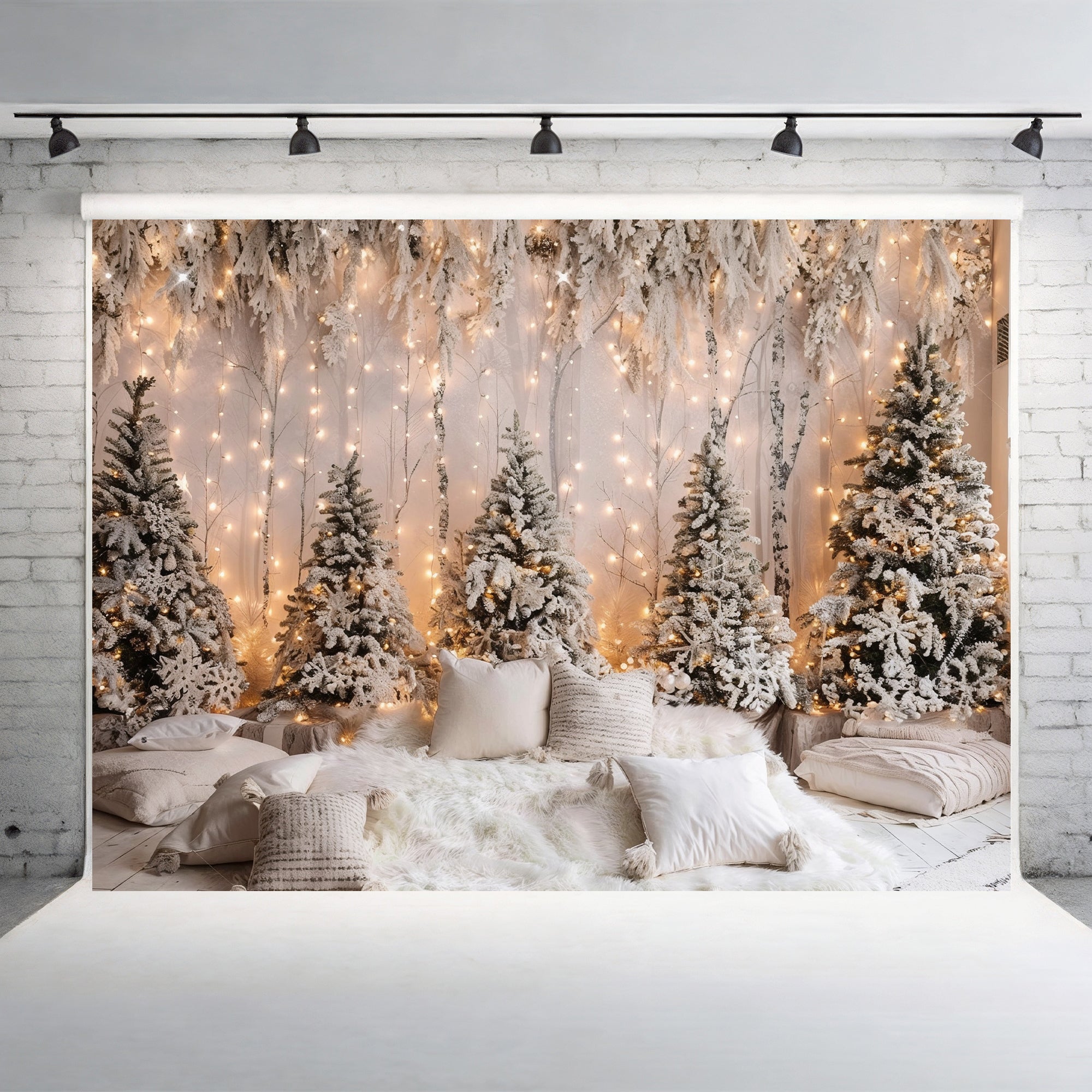 Snowy Forest Wonderland Backdrop