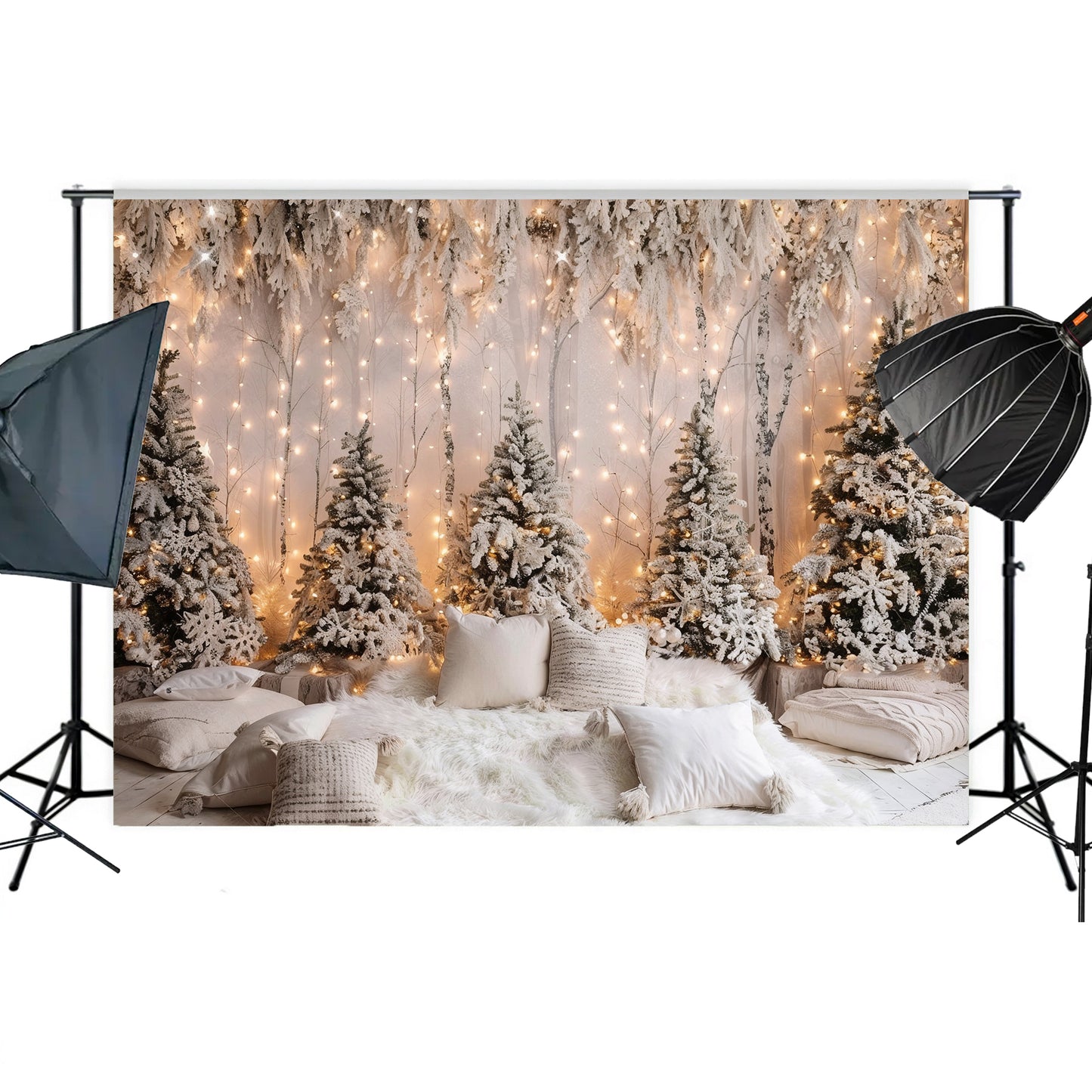 Snowy Forest Wonderland Backdrop