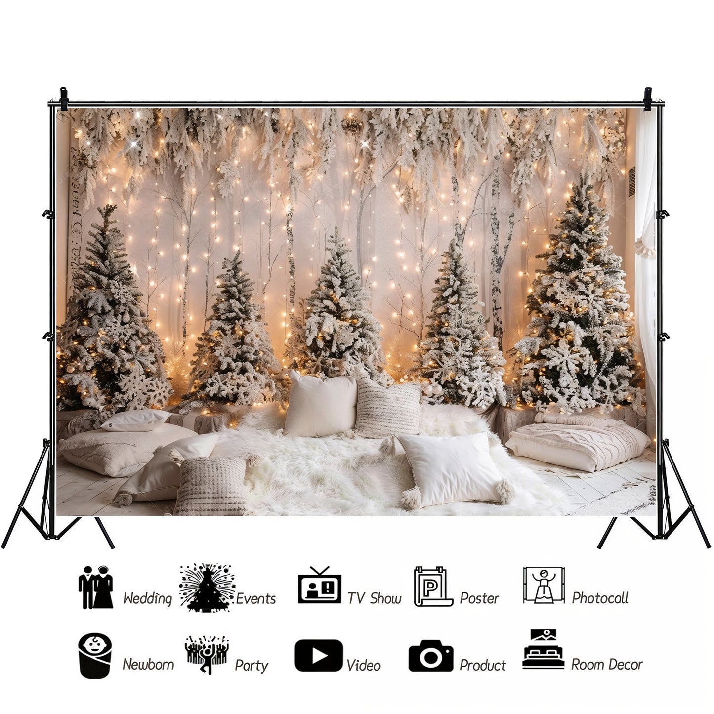 Snowy Forest Wonderland Backdrop