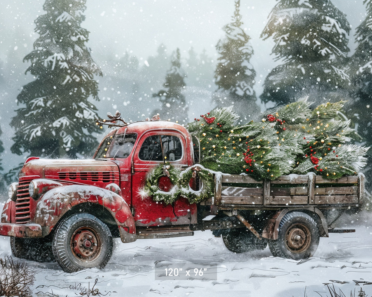 Vintage Red Truck Backdrop